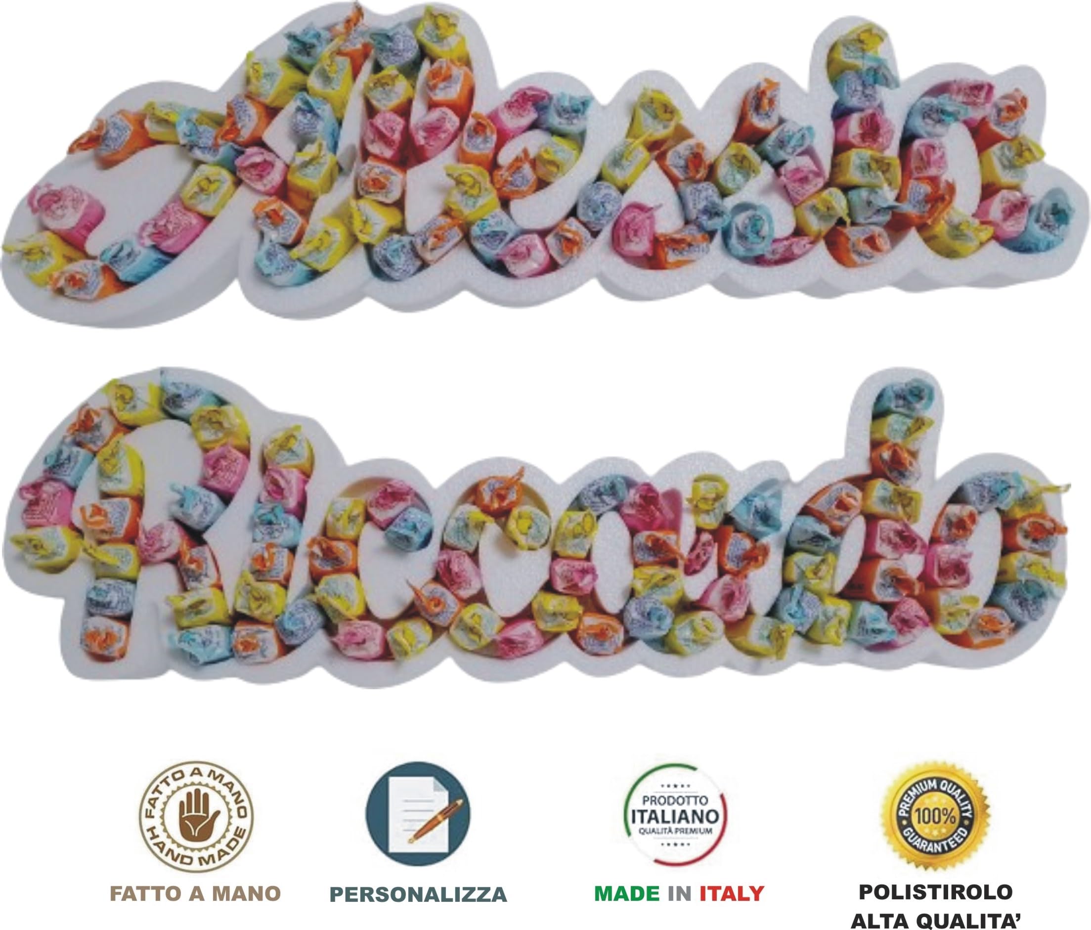 Porta Confetti Personalizzato In Polistirolo - Scritta Nome Estraibile Per Matrimoni, Battesimi, Compleanni - Foto 11