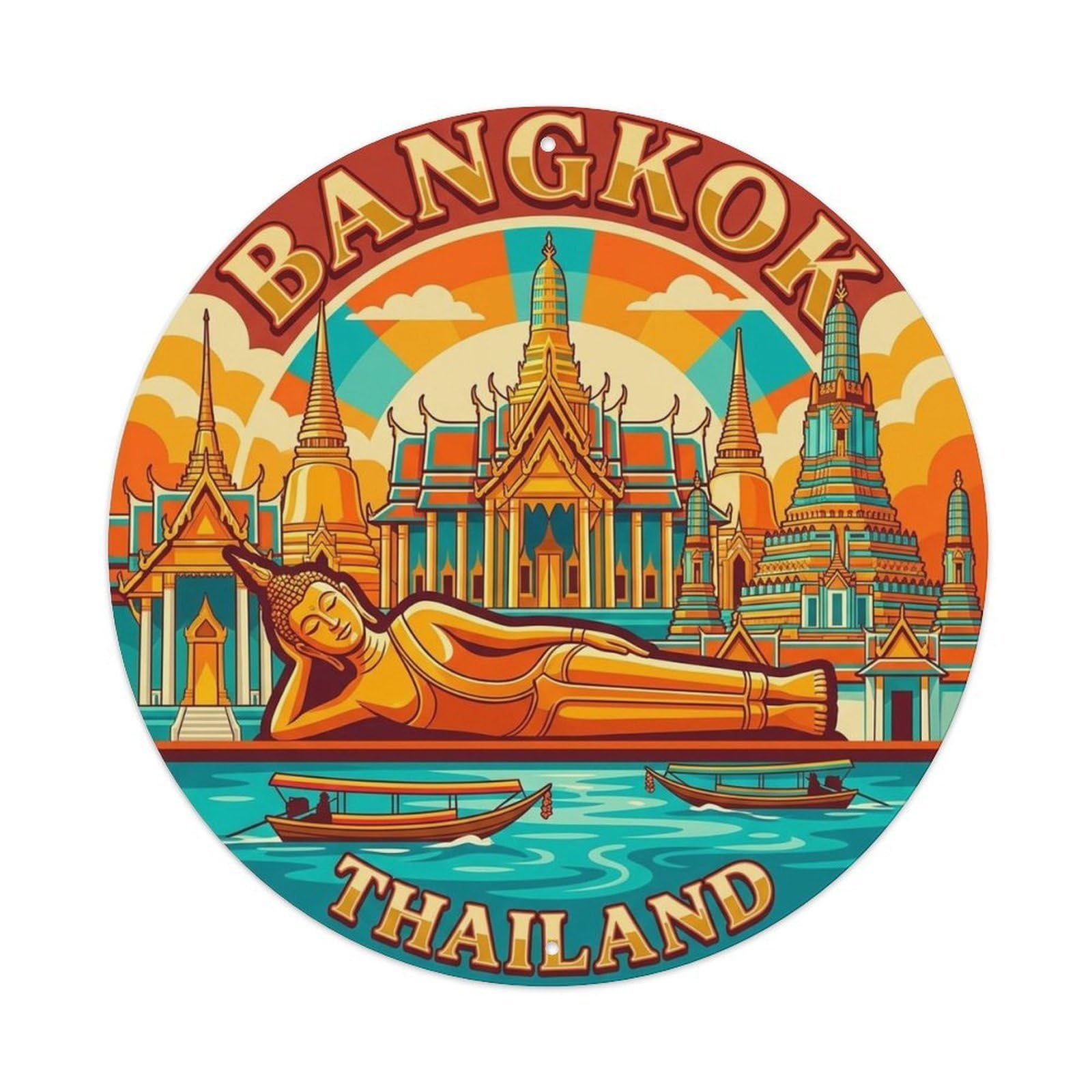 Bangkok Thailand Vintage City Travel Landmark Metal Tin Sign