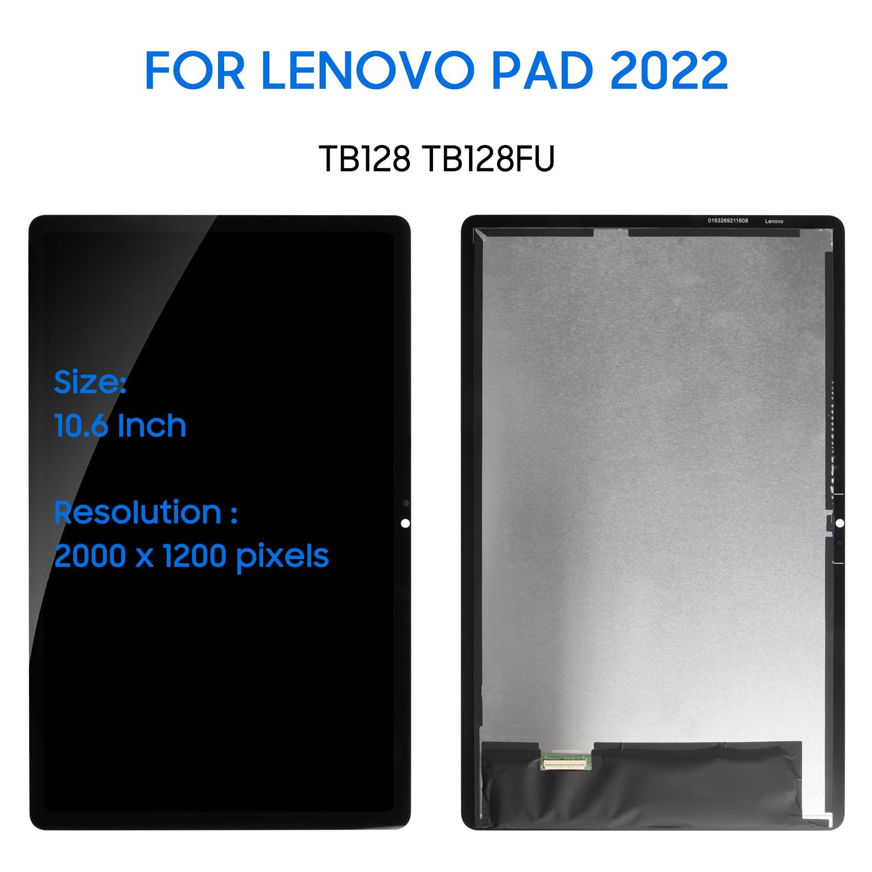 Schermo LCD per Lenovo Tab M10 Plus 3rd Gen TB-128FU TB125FU TB128FU TB128XU TB128XU TB128 TB125 Display LCD Touch Screen Digitizer Assembly Ricambio Kit di Riparazione con Strumenti