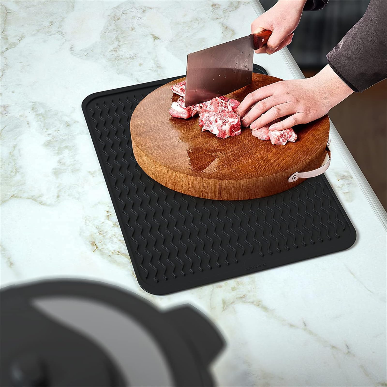 Tappetino scolapiatti in Silicone - 40 x 30 cm Grande Tappetino Antiscivolo scolapiatti, Senza BPA, Tappetino scolapiatti Arrotolabile con Spazzola per la Pulizia in Spugna