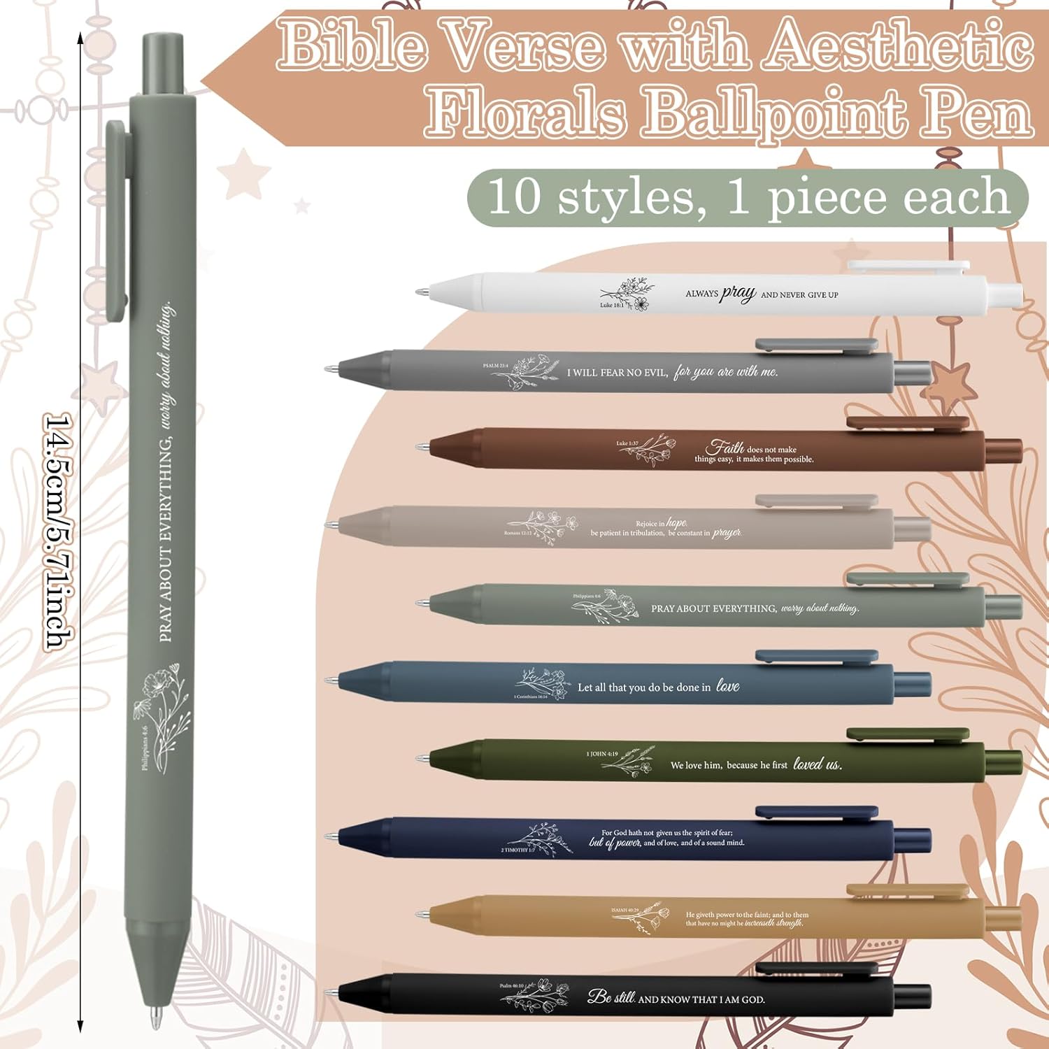 Eaasty 10 Sets Christian Sticky Note Holders with 10 Notes 10 Ballpoint Pens Christian Gifts Bulk for Women Religious Bible Verse Sticky Notes Set Inspirational Church Gifts for Women Men Coworker