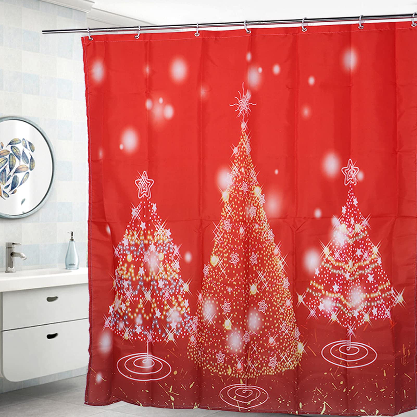 Rideau de douche imprimé Arbre de Noël en polyester élégant de qualité supérieure