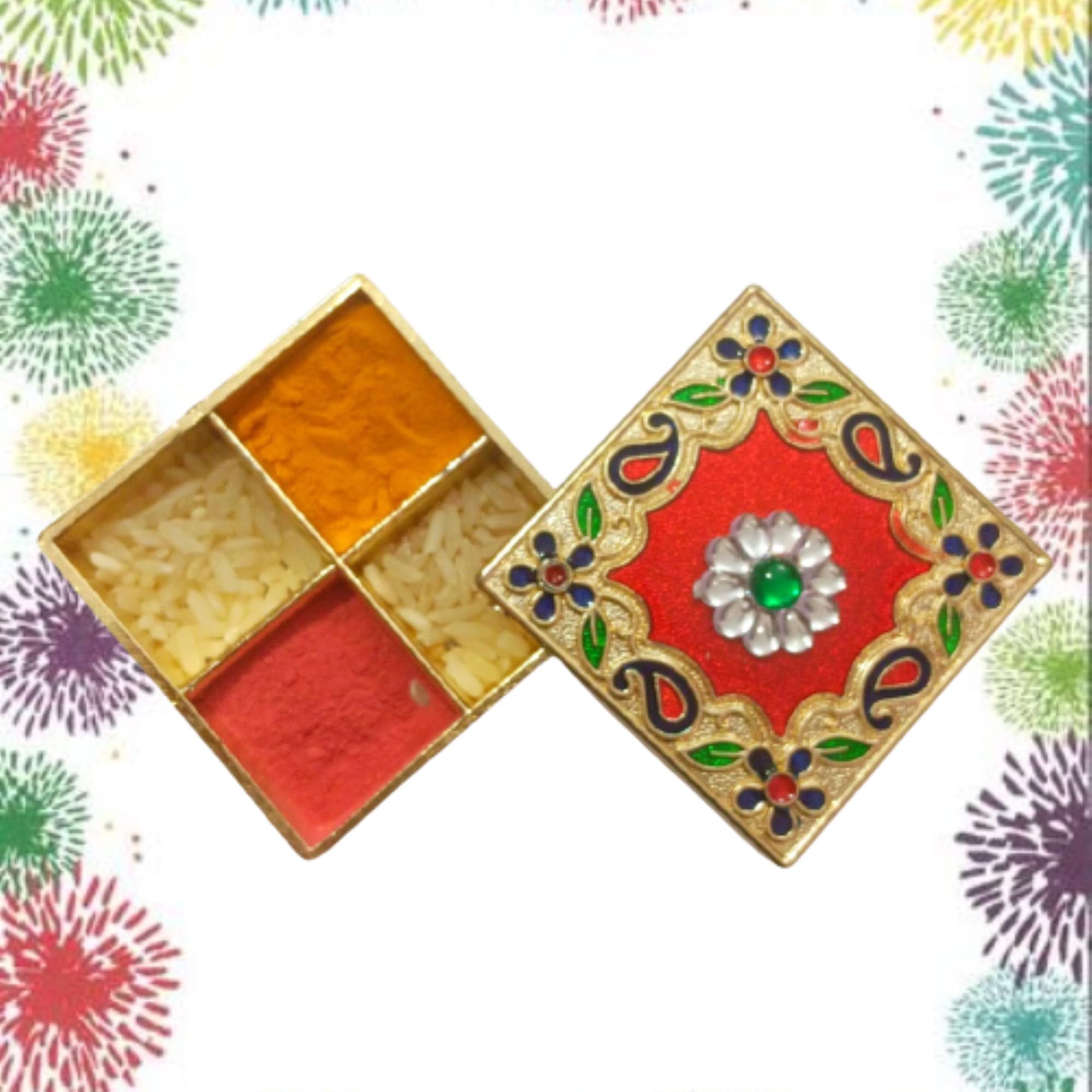 Meenakari Pooja Thali - Haldi Kumkum Holder -7