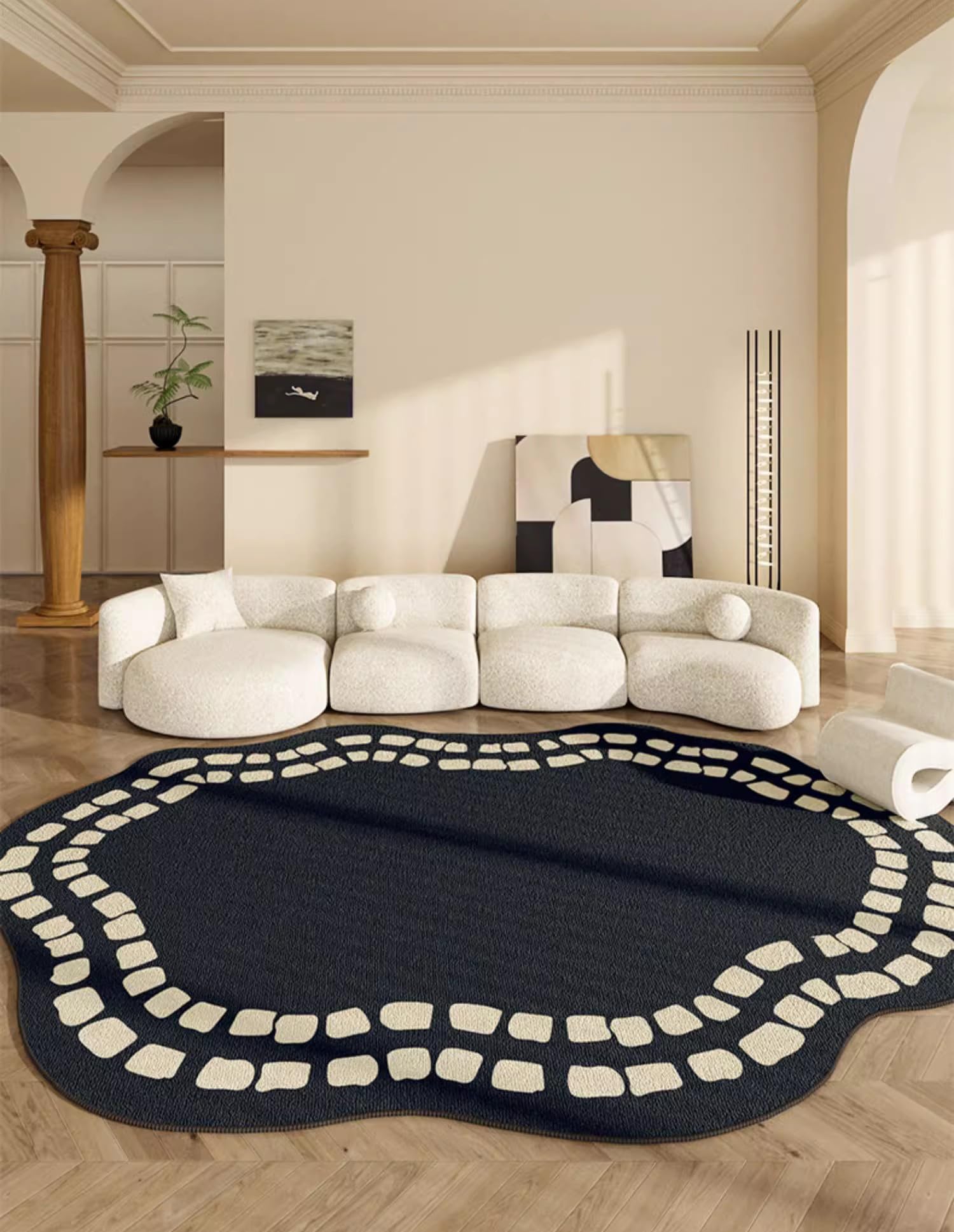 Amazon.com: Black Modern Abstract Irregular Shaped Rug for Living