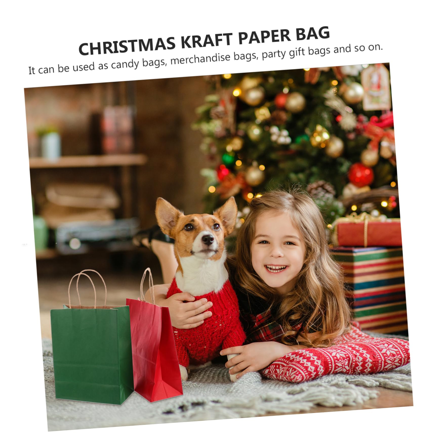 COLLBATH 24piezas Bolsas De Obsequio Kraft Para Navidad De Obsequio Para Fiestas Para Envolver Paquetes y Manualidades Color Rojo y Verde Material Resistente