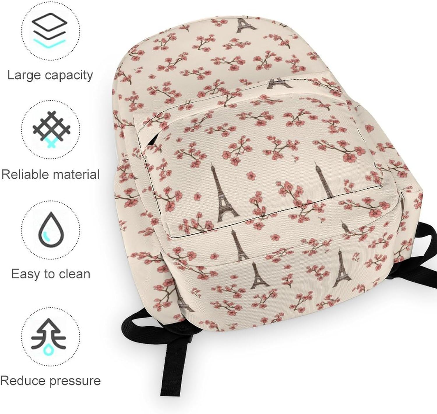 Eiffel Tower Floral Novelty Backpack Lightweight Daypacks image 5