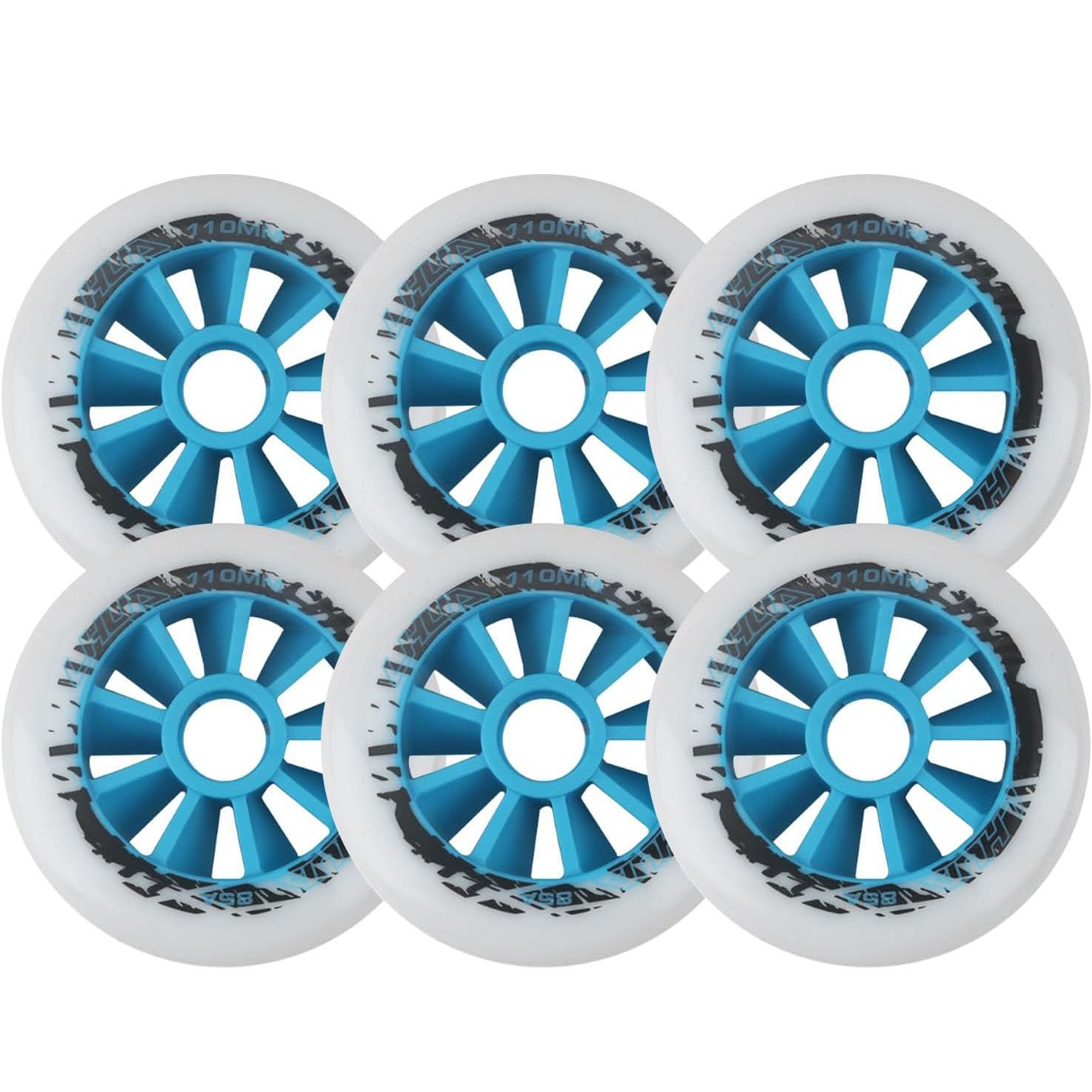 SZAJOR 90mm/100mm/110mm Inline Skate Wheels 85A Roller Skate Wheels for Roller Blade Wheel Replacement, 6 Pack,Blue,100mm