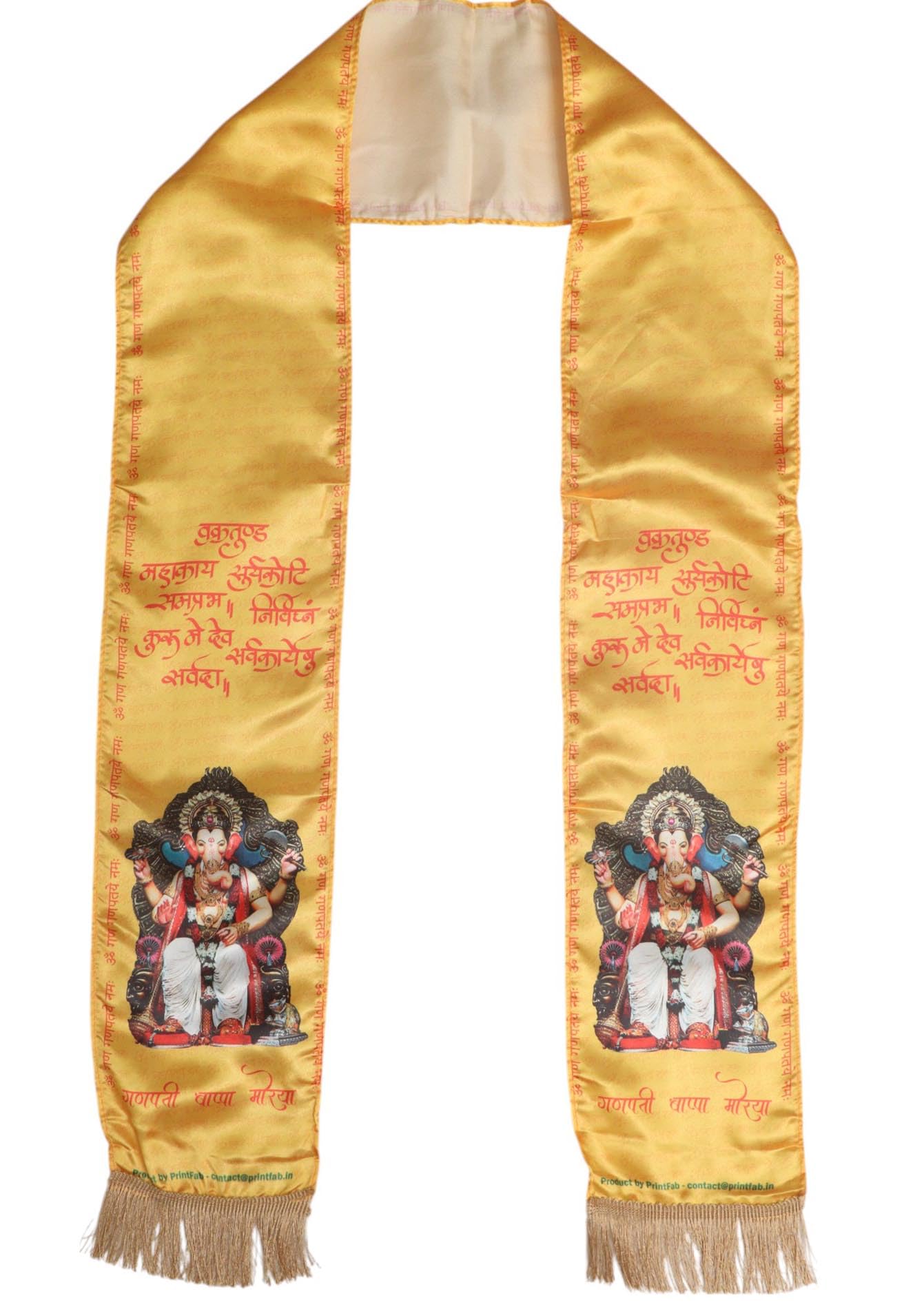 luxurion world Blessings Stole – Lalbaugcha Raja Stoles: Shop Shakti Blessings Patka & Silk Cloth Print Dupatta Unisex God Printed Scarf for Spiritual Wear-picture-44