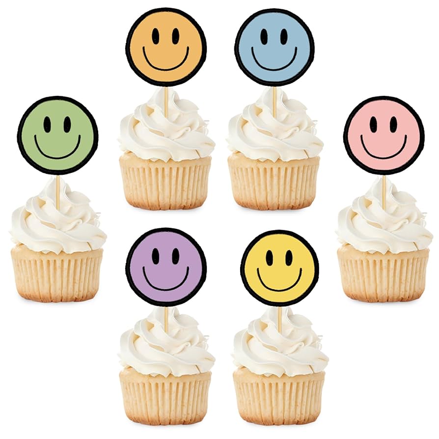 カップケーキピック Amazon.co.jp: Whaline 36個 ボーホー ハッピーフェイス カップケーキ