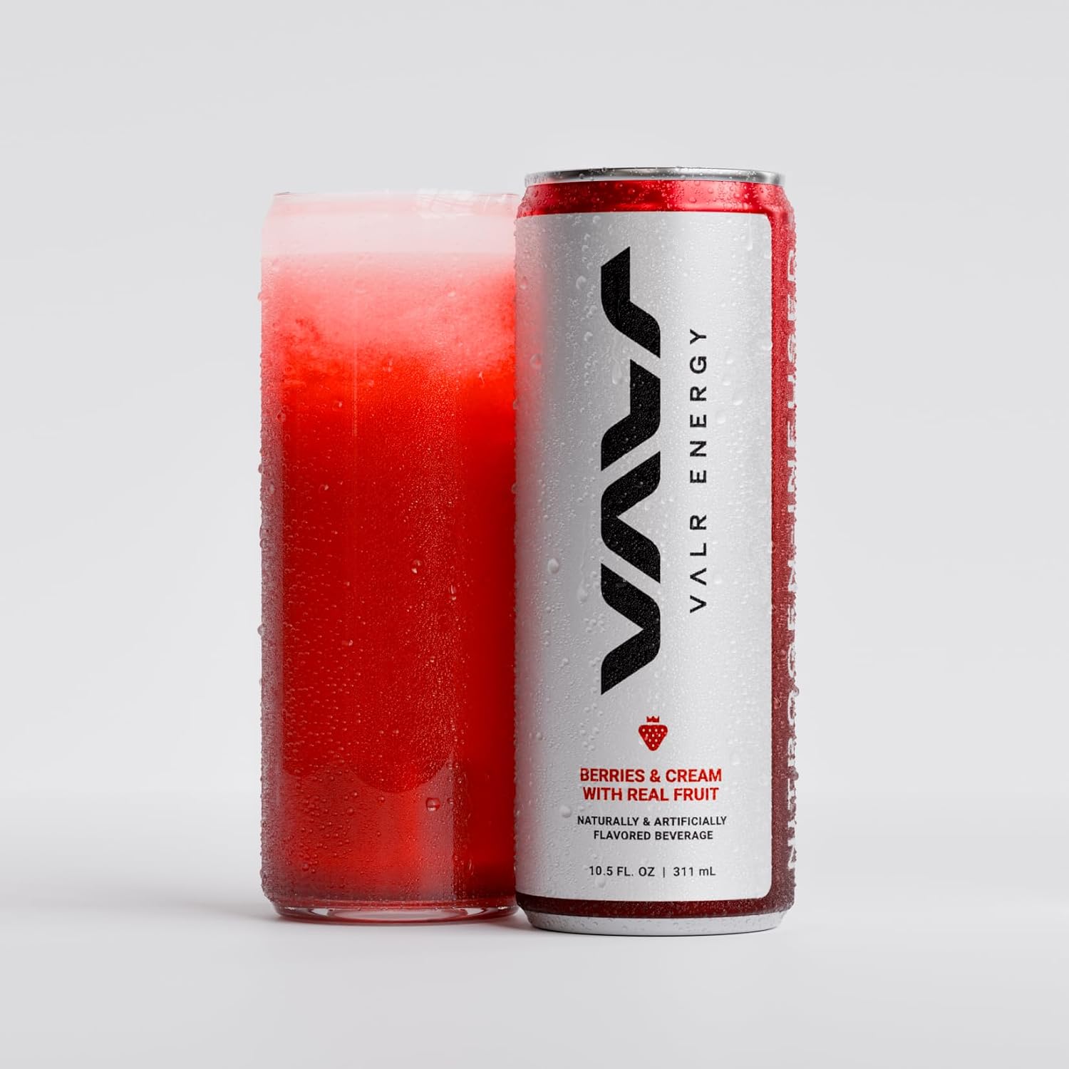 VALR Energy | Nitrogen-Infused Energy Drink | 175mg Natural Caffeine from Green Tea | Pre-Workout Performance with Amino Acids & Antioxidants | Gluten-Free & Vegan | (10.5 FL. OZ. ) (10.5 FL. OZ. Pack of 12, Berries & Cream)
