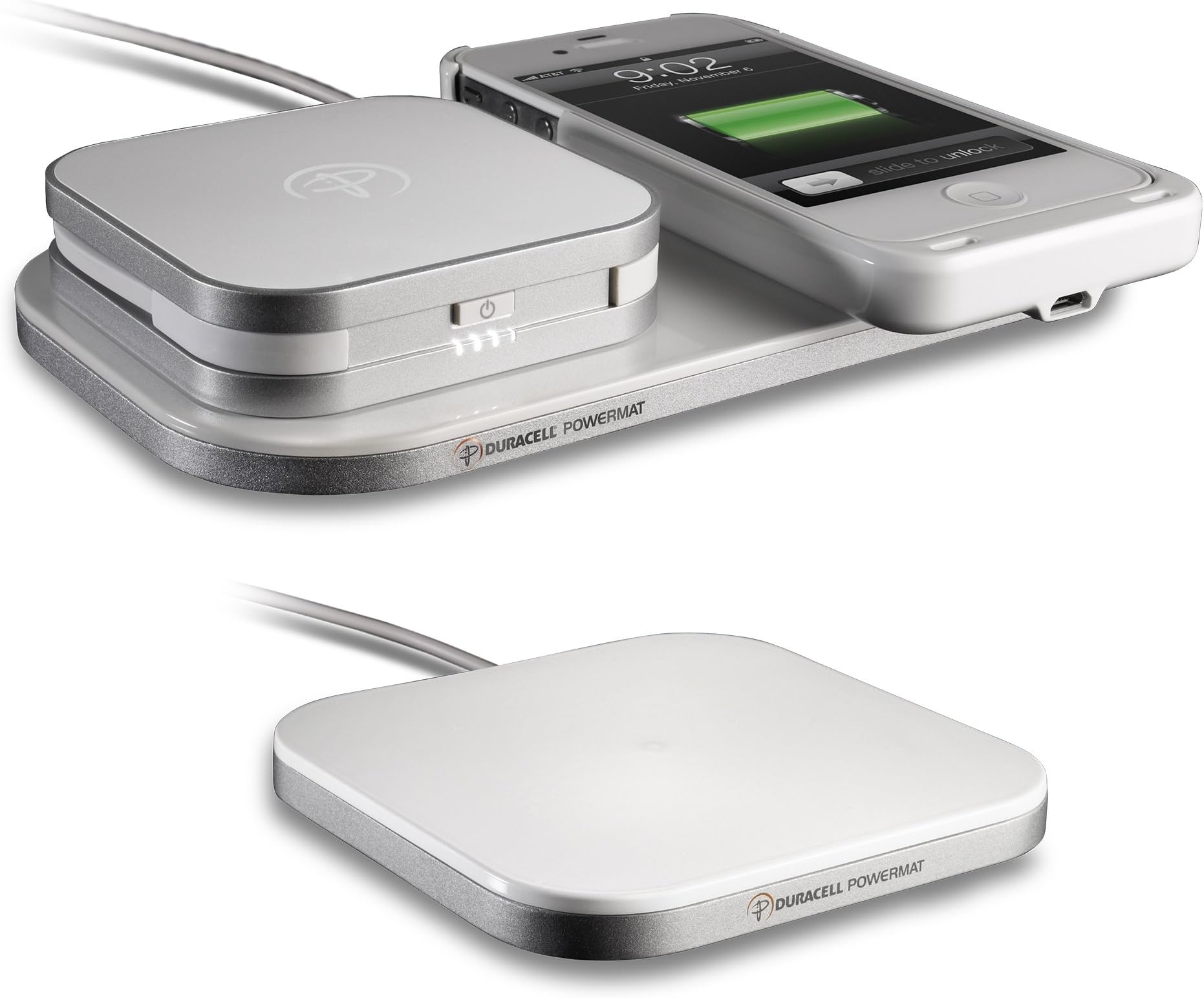 Duracell iPhone 4/4S Powermat CWA4W1 24-Hour Power System Bonus Pack - Retail Packaging - White