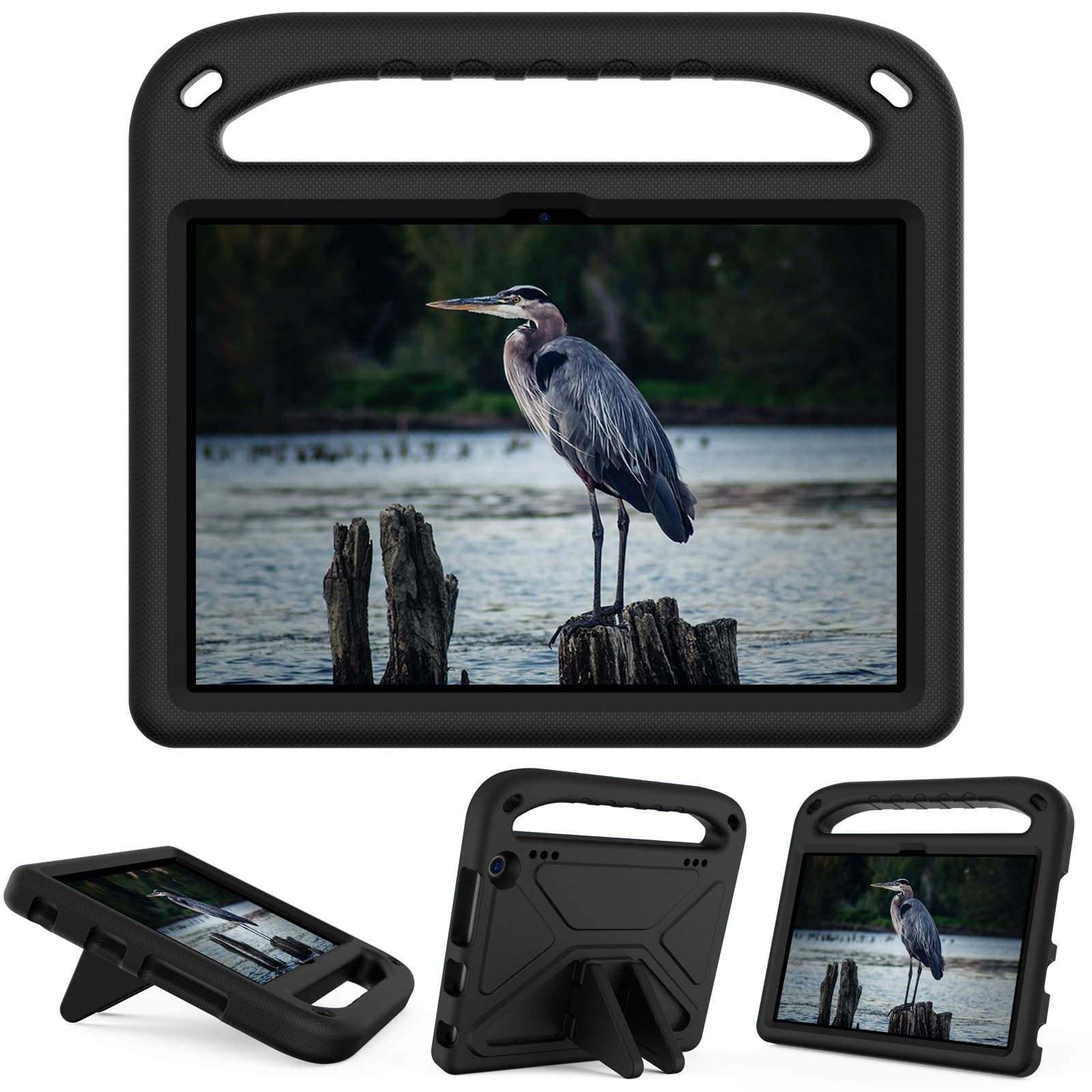 Etui na tablet Kompatybilny z Kindle Fire HD8/HD 8 Plus 2022 2020, amortyzujący wstrząsy, uchwytem, ​​EVA, ​​solidne etui na tablet dla dzieci, lekkie(Noir)