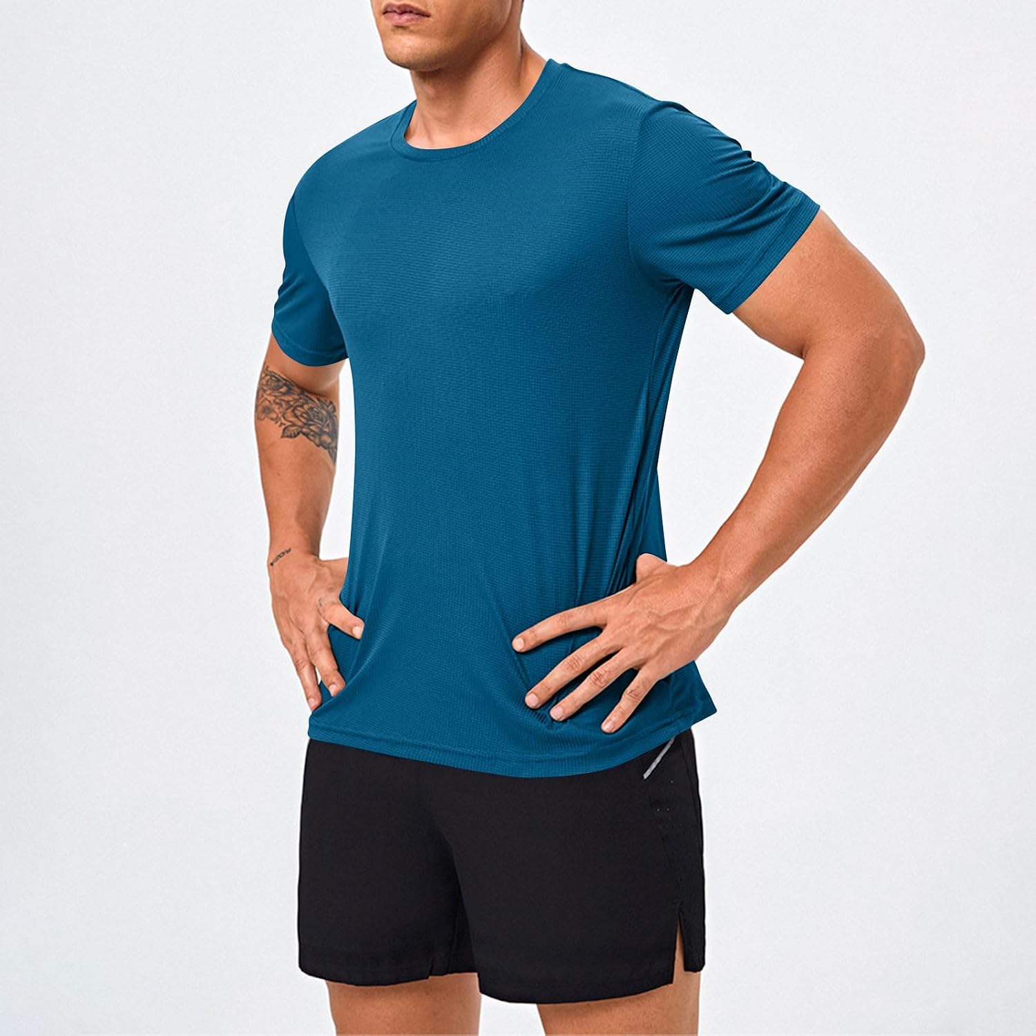 Mens Workout Shirts Quick Dry Athletic Running T-Shirts Short Sleeve Cooling Moisture Wicking Gym Active Tee Tops