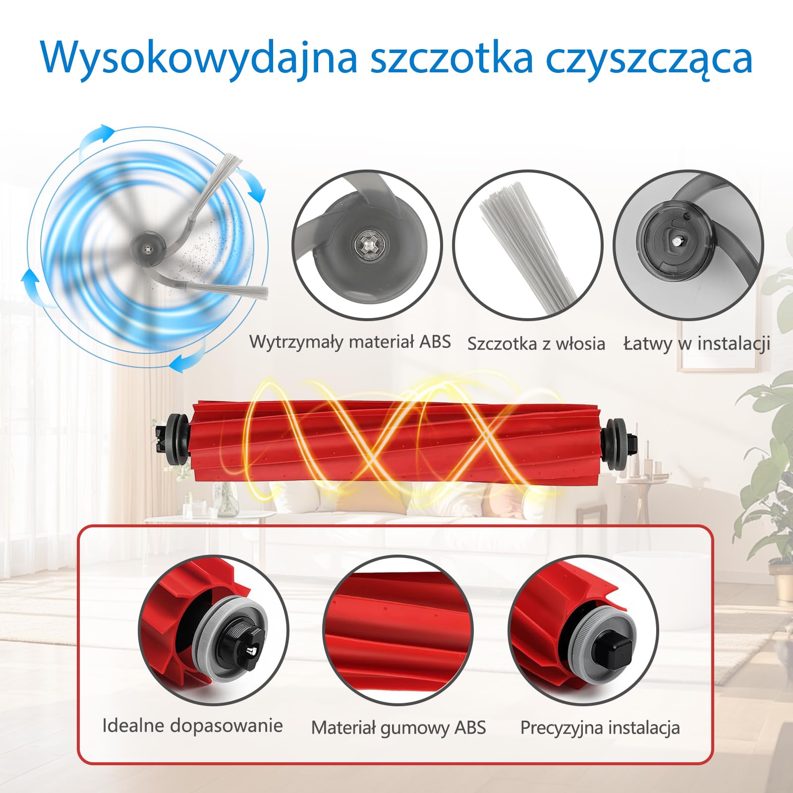 QV 35A zestaw akcesoriów do Roborock QV 35A / QV 35S / QR 598 / QR 798 odkurzacz automatyczny, części zamienne, 1 szczotka główna, 6 filtrów, 6 podkładek do wycierania, 6 szczotek bocznych, 6 worków