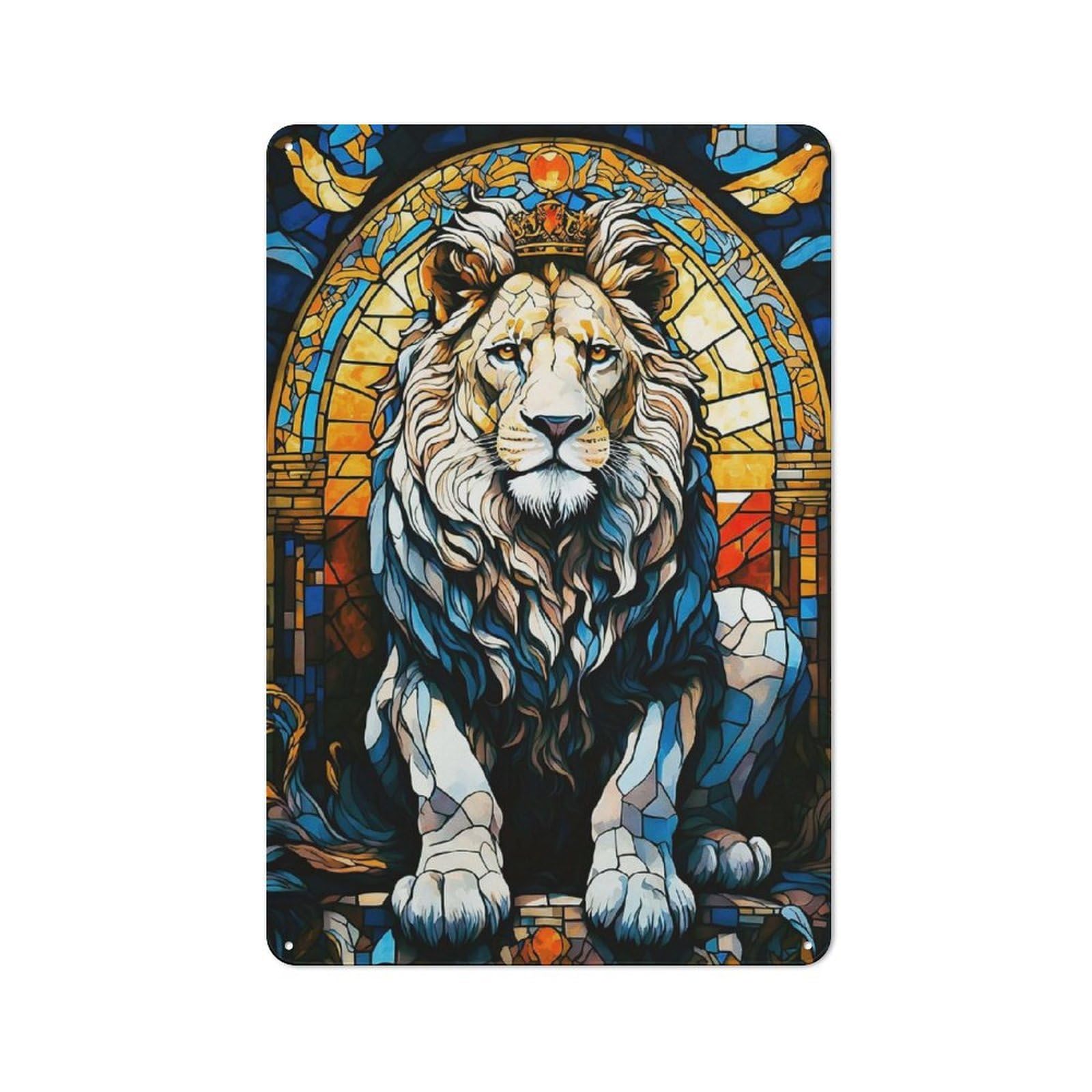 Junmoney A King Lion Tin Sign 30X20cm With For Bar Or Restaurant, Retro Decor, For Garage, Workshop And Man Cave Decoration