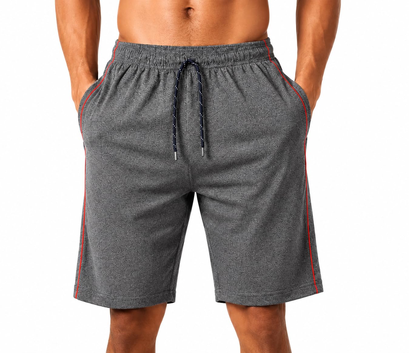bobby & broddy Men's Cotton Sports Shorts with Drawstring | Comfortable Regular Fit Knee Length Shorts | Elastic Waist Casual Gym Running Lounge Shorts for Men-picture-29