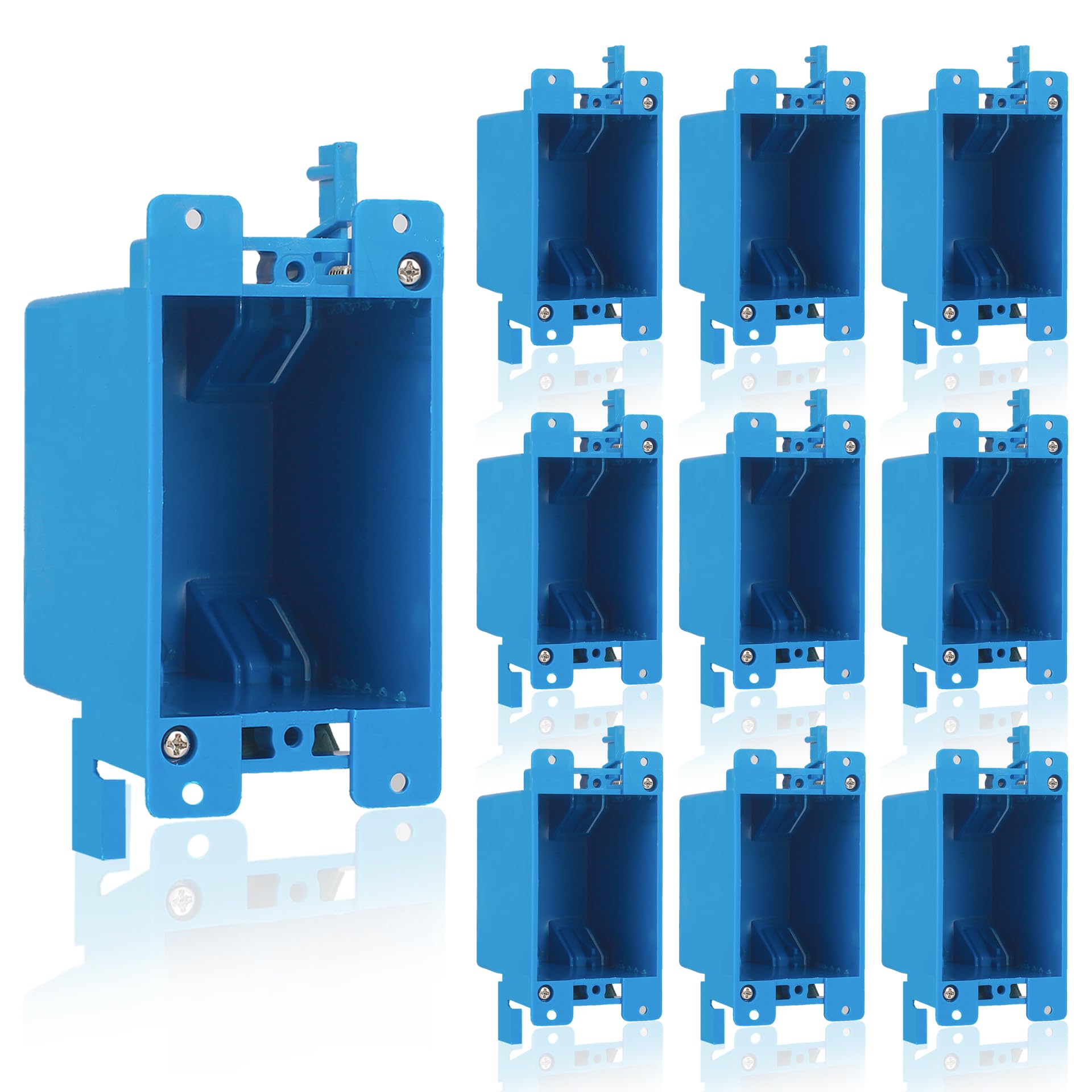 ANKYLHUA 10-Pack Single Gang Electrical Outlet Box, Old Work Box, 14 Cubic Inch Switch Box Plastic Outlet Box 1-Gang Electrical Outlet Box Extenders for Residential Commercial Old Job Applications