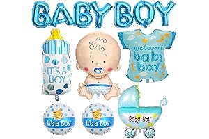 8 Pcs Baby Boy Balloons, Blue Baby Shower Balloons