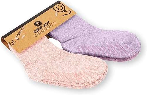Gripjoy Toddler Socks with Grippers, Non-Slip for Kids, Enhanced Stability, Comfortable Cotton - 4 Pairs
