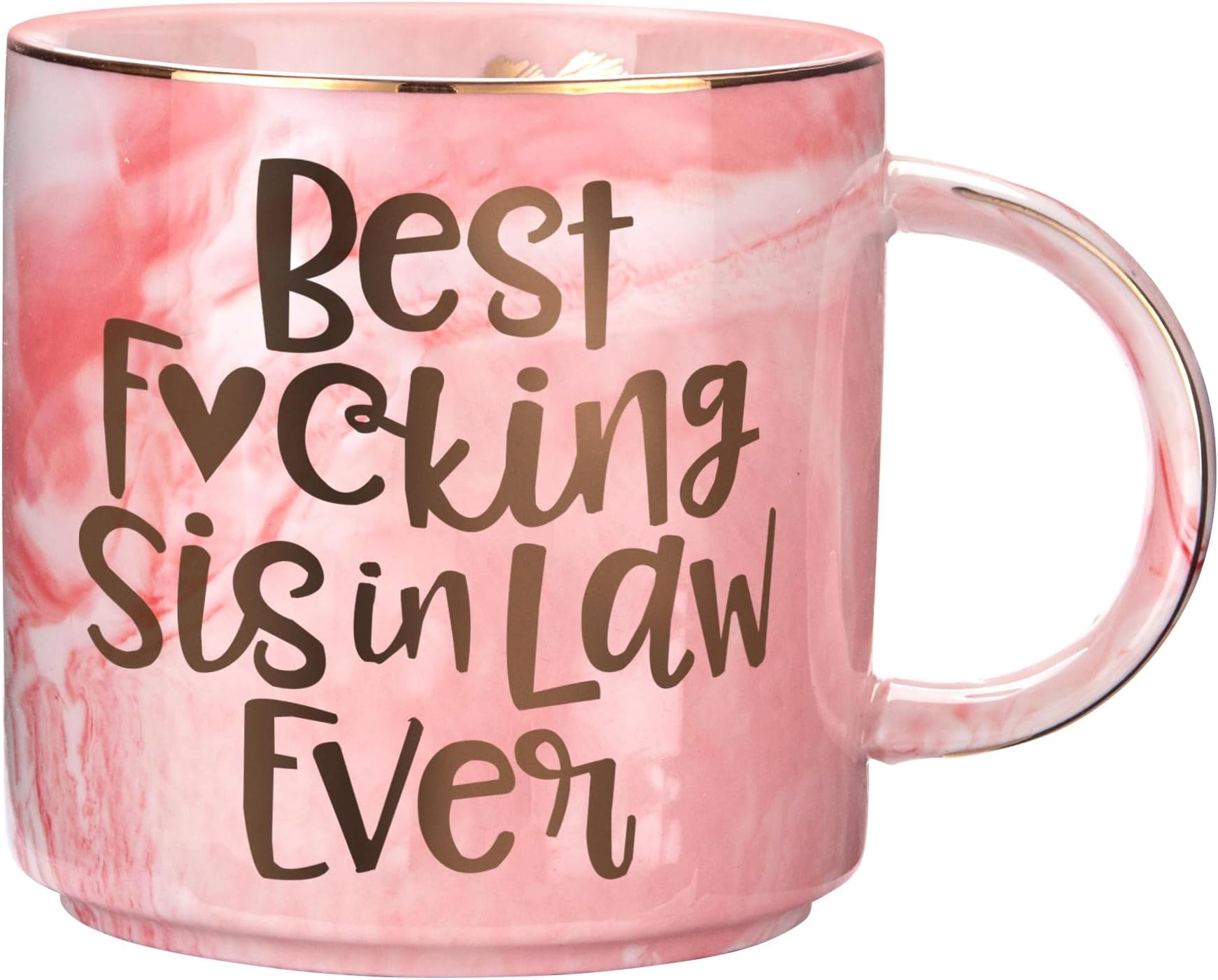 Sister In Law Gifts - Best Sis In Law Ever - Funny Sister In Law Birthday Gift, Sister In Law Engagement, Wedding Gift, New Sister In Law, Sister In Law To Be - Pink Marble Mug, 11.5oz Coffee Cup