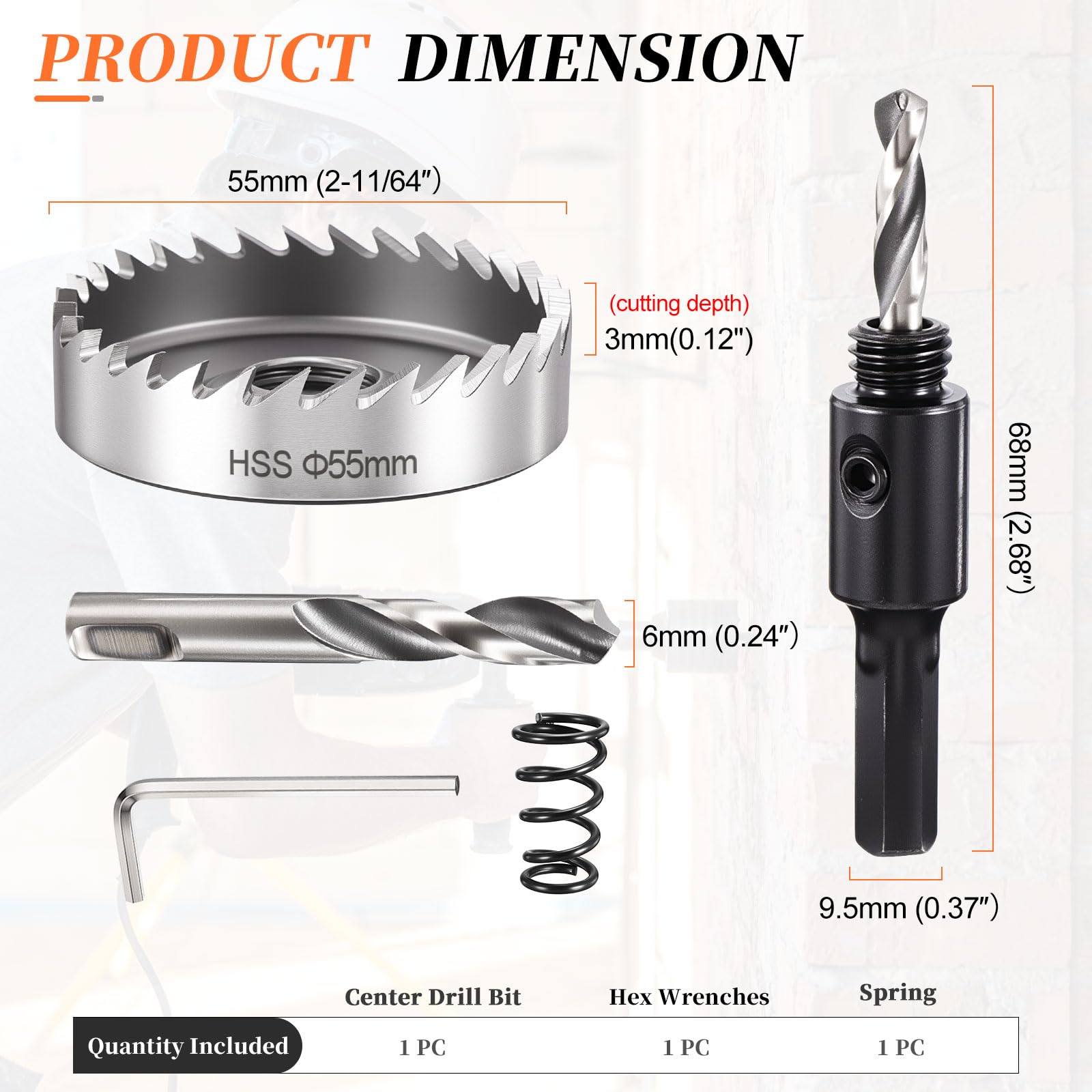 METALLIXITY Hole Saw 55mm (2-11/64"), 4241 High Speed Steel Hole Cutter with Center Drill Bit - Image 2