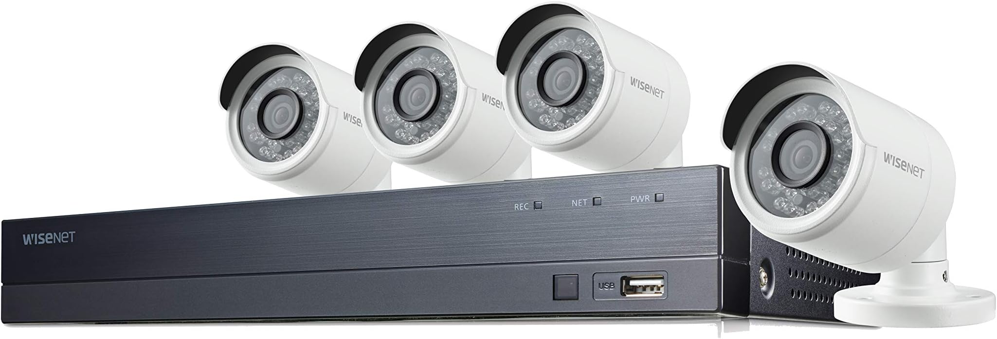 Wisenet SDH-B74043BF 8-Channel 1080p Full HD DVR Security System with 1TB Hard Drive, and 4 Weather-Resistant Cameras