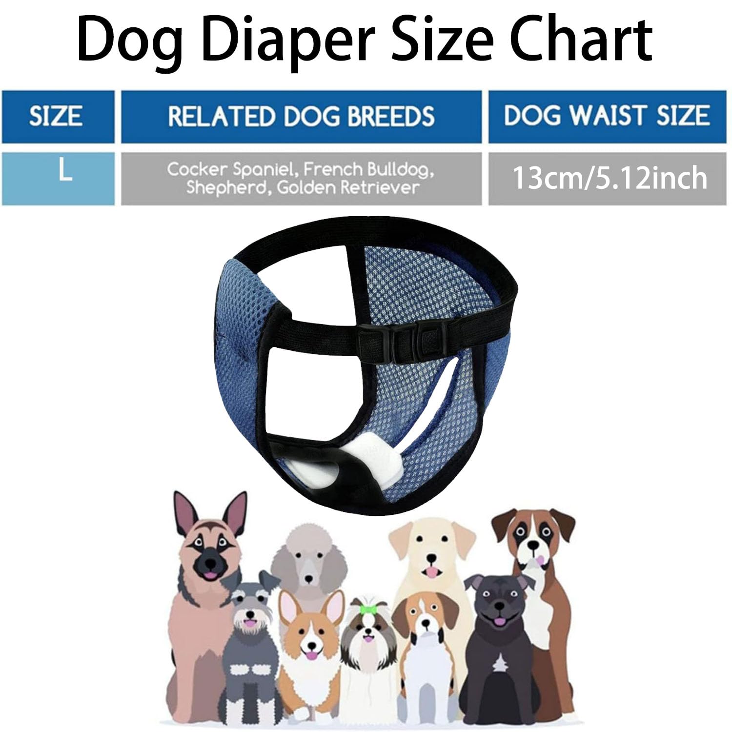 3 Pcs Navy Blue Dog Protective Trousers (L), Includes 9 Absorbent Pads, Washable Menstrual Underwear for Medium/Large Dogs - Image 2