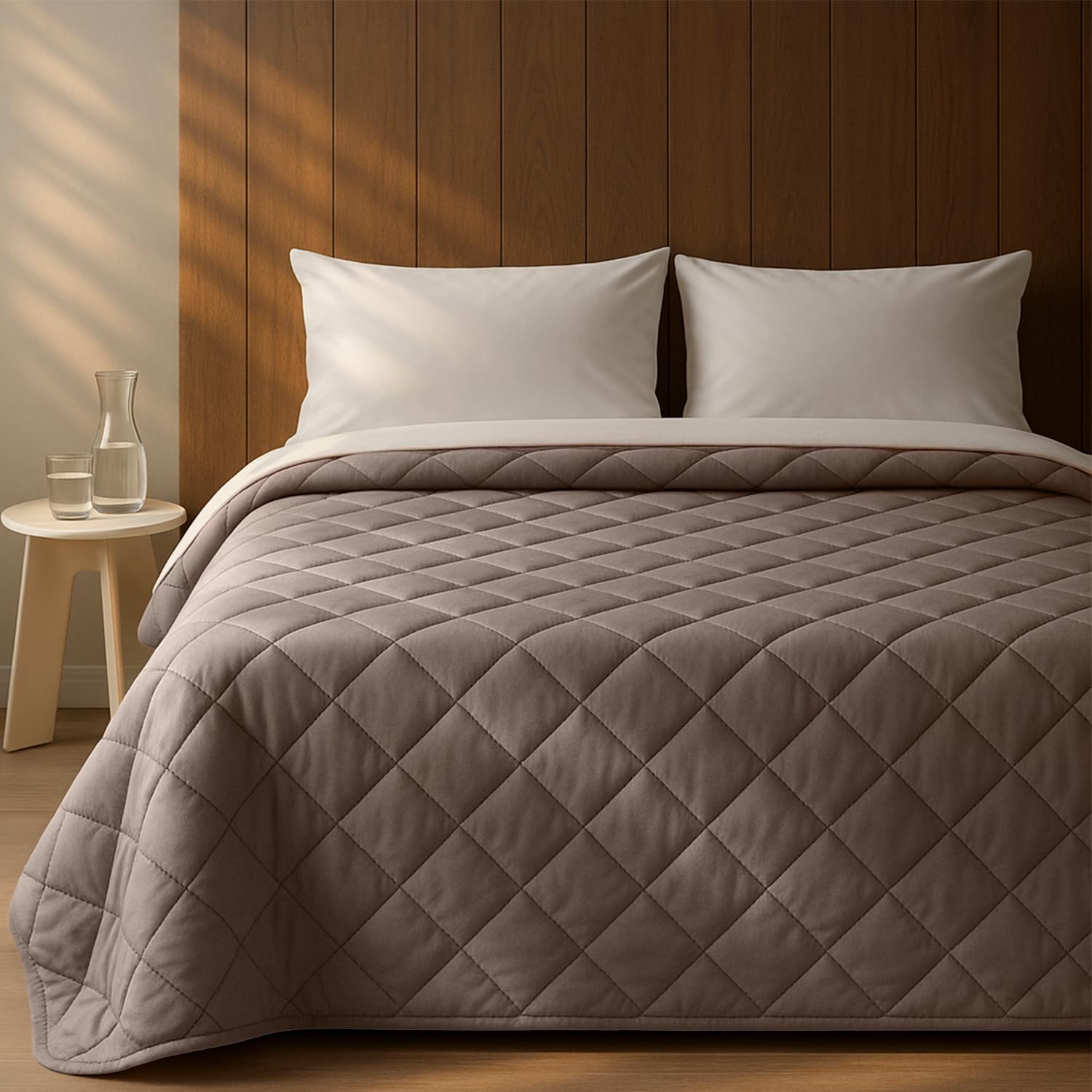 QUILT VELVET DOPPIO QUADRO TU TAUPE