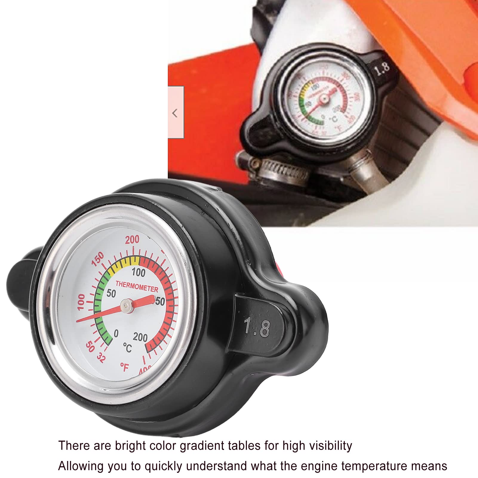 Aramox Tappo Radiatore Indicatore Temperatura, Tappo Radiatore Ad Alta Pressione con Indicatore di Temperatura 1,8 Bar 1638630001 Sostituzione Ad Alta Precisione