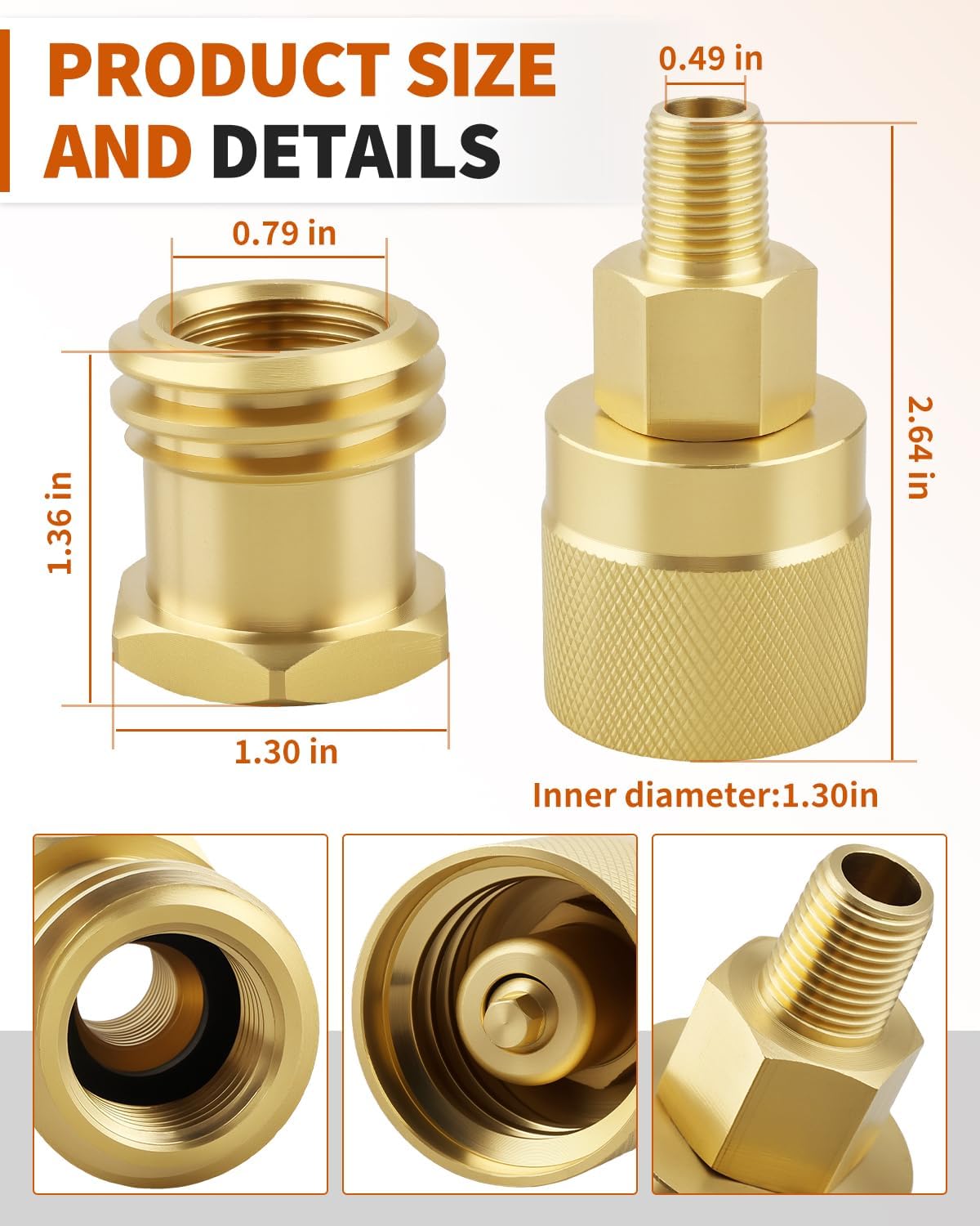Forklift Propane Tank Adapter, Female to Male Acme & POL