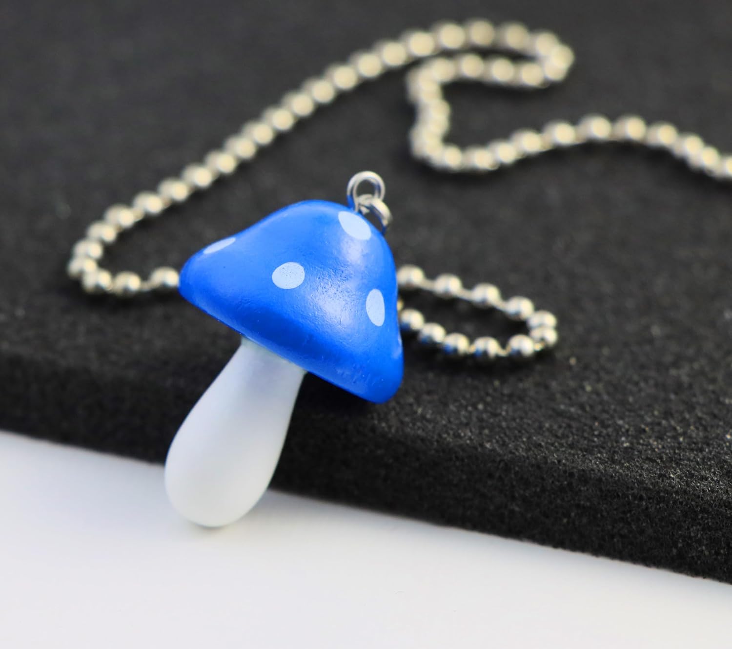 Ceiling Fan Pull Chain Extender - 12" Wooden Mushroom Pull Chain with Ball Connector, Decorative Fan Chain Pulls for Ceiling Fan Lights (Blue)
