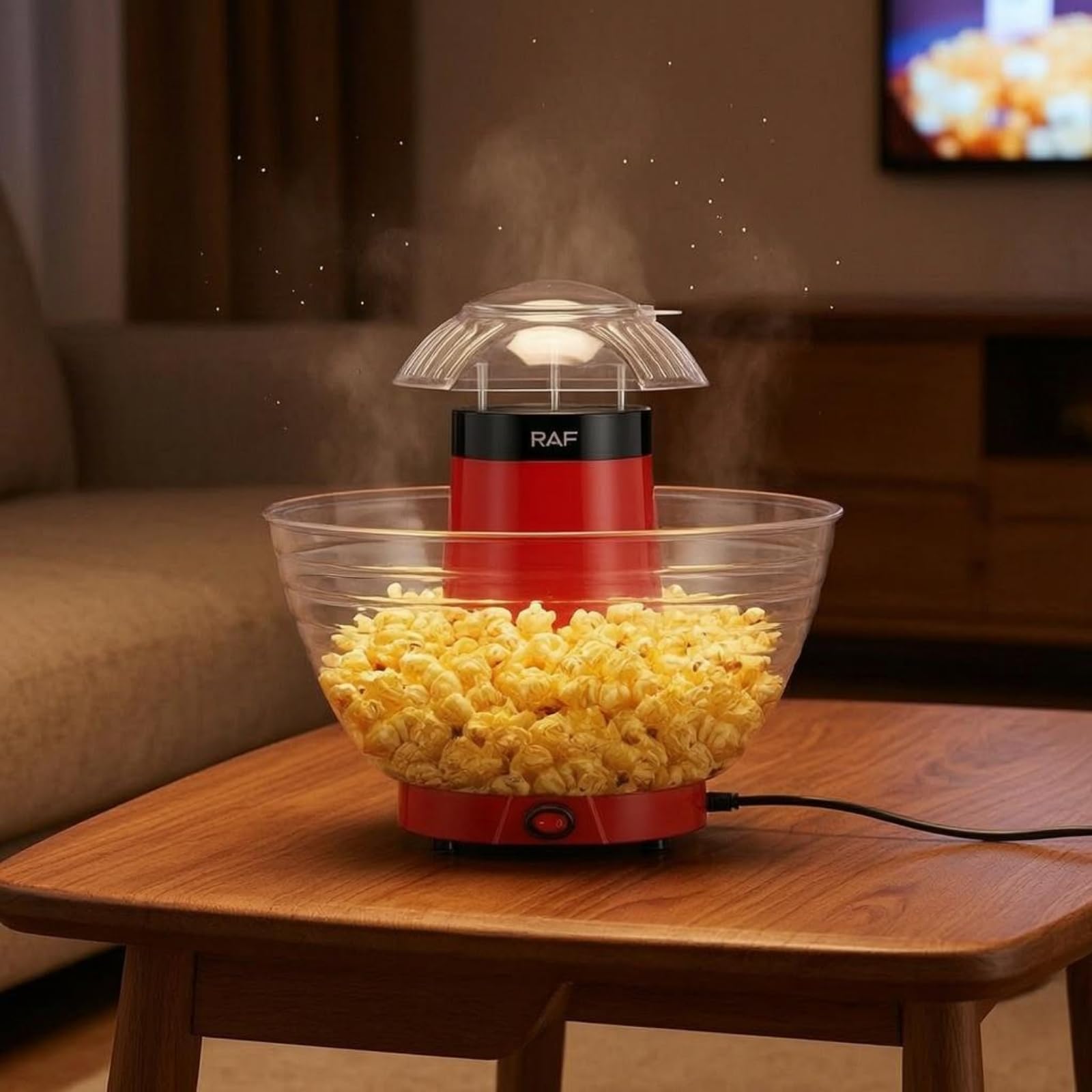1200W Hot Air Popcorn Popper Easy to Clean Hot Air Popc | 1200W Hot Air Popcorn Popper Easy to Clean Appliance Clear Cover Kitchen Transparent Bowl for Home R9001-image-27