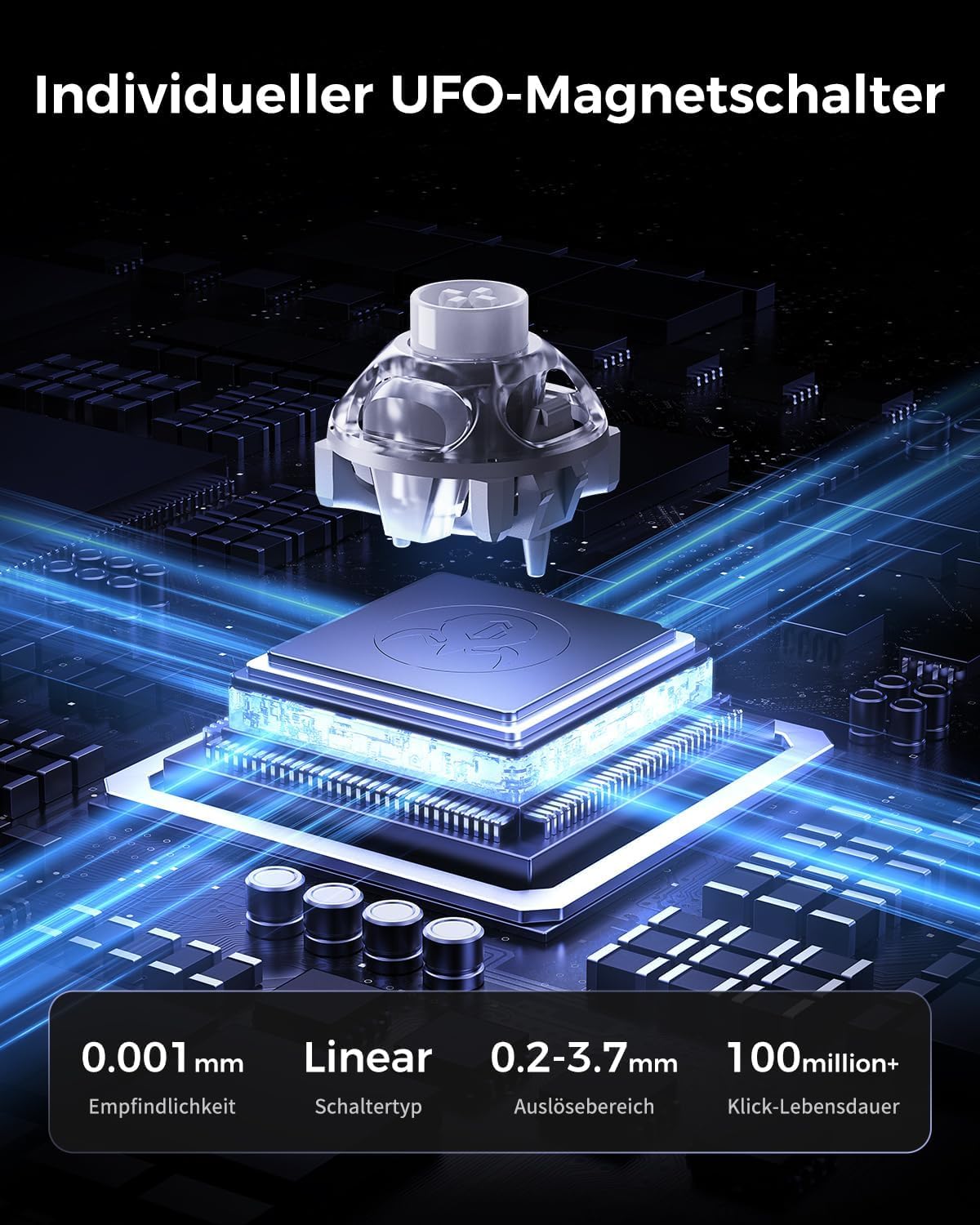 GravaStar Mercury V60 Pro 60% klawiatura gaming z efektem Hall, klawiatura Rapid Trigger z 8000 Hz, przełączniki magnetyczne, Snap Tap, aluminiowa CNC, RGB, do FPS, CS2, PC/Mac (Silver Frost, QWERTZ)
