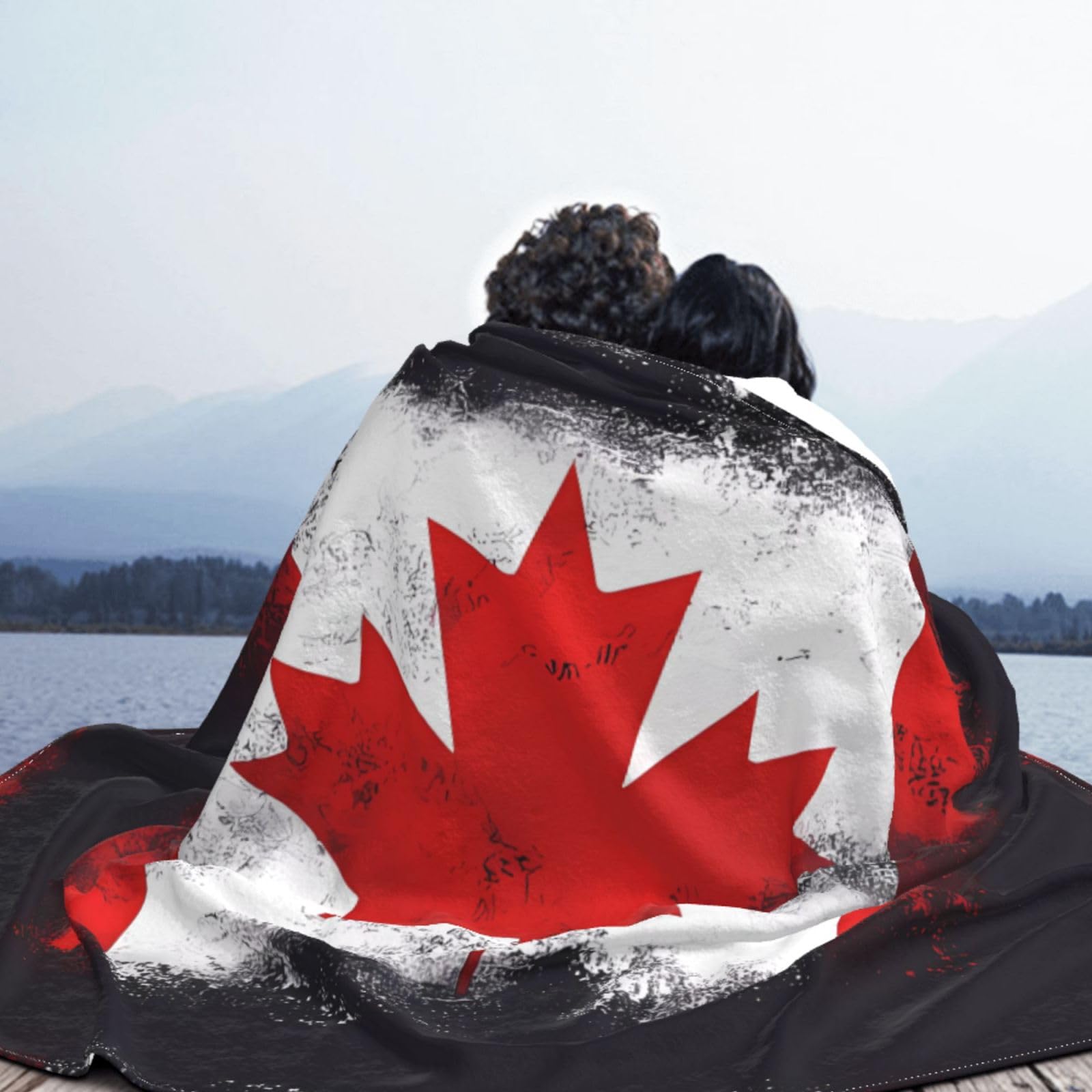 Manta de viaje portátil de 80 x 60 pulgadas, suave, resistente a las arrugas, plegable, exquisito estampado de la bandera canadiense