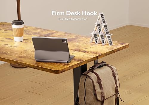 Miniatura 7 de YDN Escritorio de pie, escritorio de computadora de altura ajustable con bandeja para teclado, escritorio ergonómico marrón rústico de 48 pulgadas