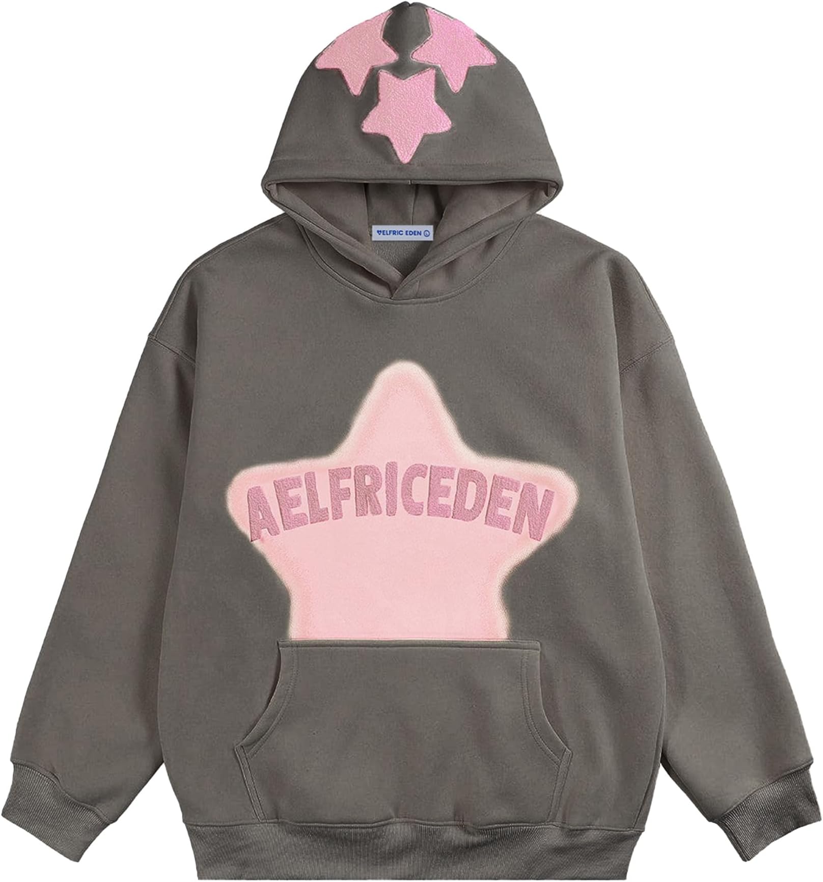 Men's Oversized Vintage Hoodie Stars Casual Sweat Jacket Basic Pullover with Hood Thin Sweatshirt Streetwear Zip Up Hoodie Y2K