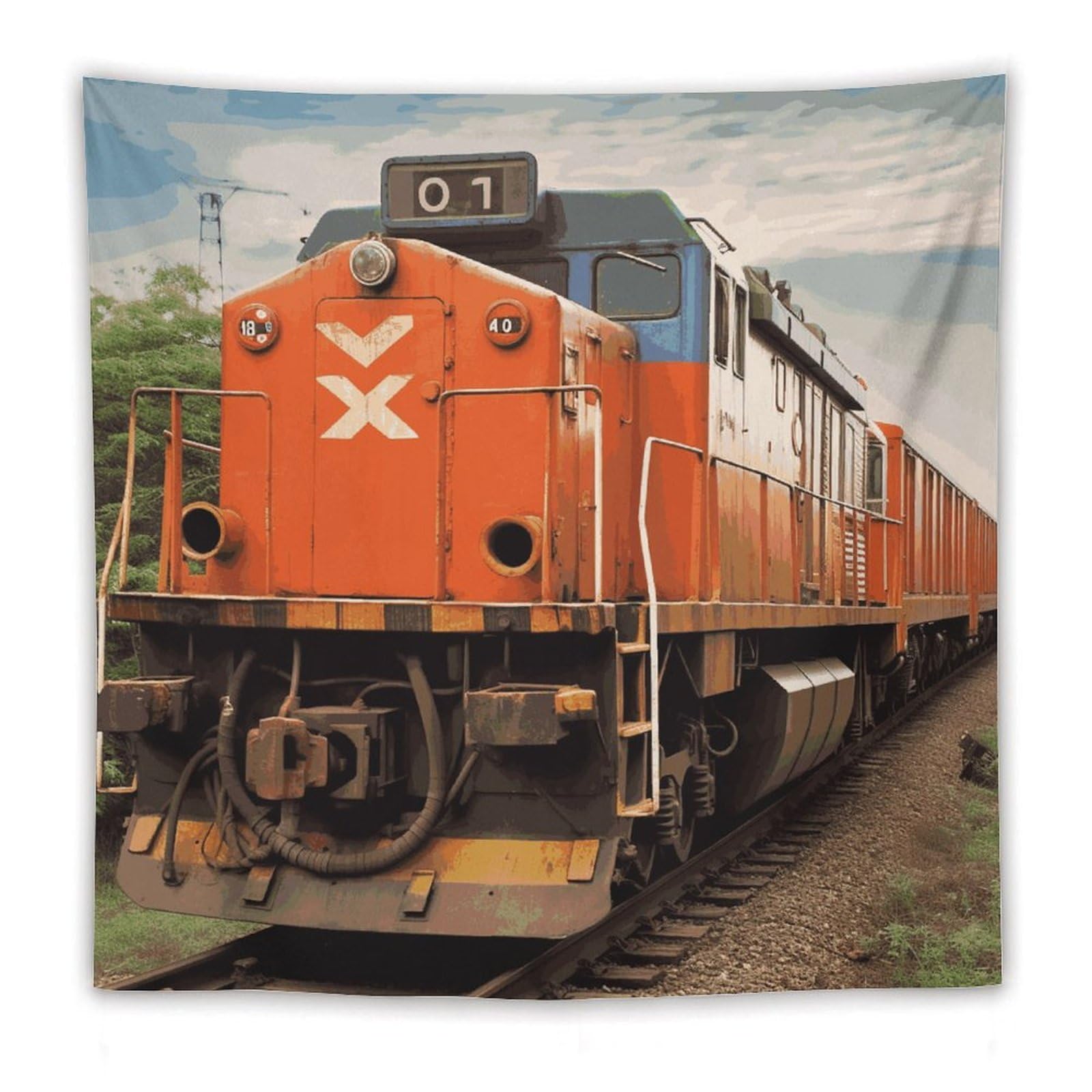 LDGSUPH Train Tapestry Wall Hanging Decor Anti-fading Aesthetic Wall Tapestries Fashion Wall Blanket Decor Modern Wall Art Tapestry for Bedroom Home Decor 60"x60"