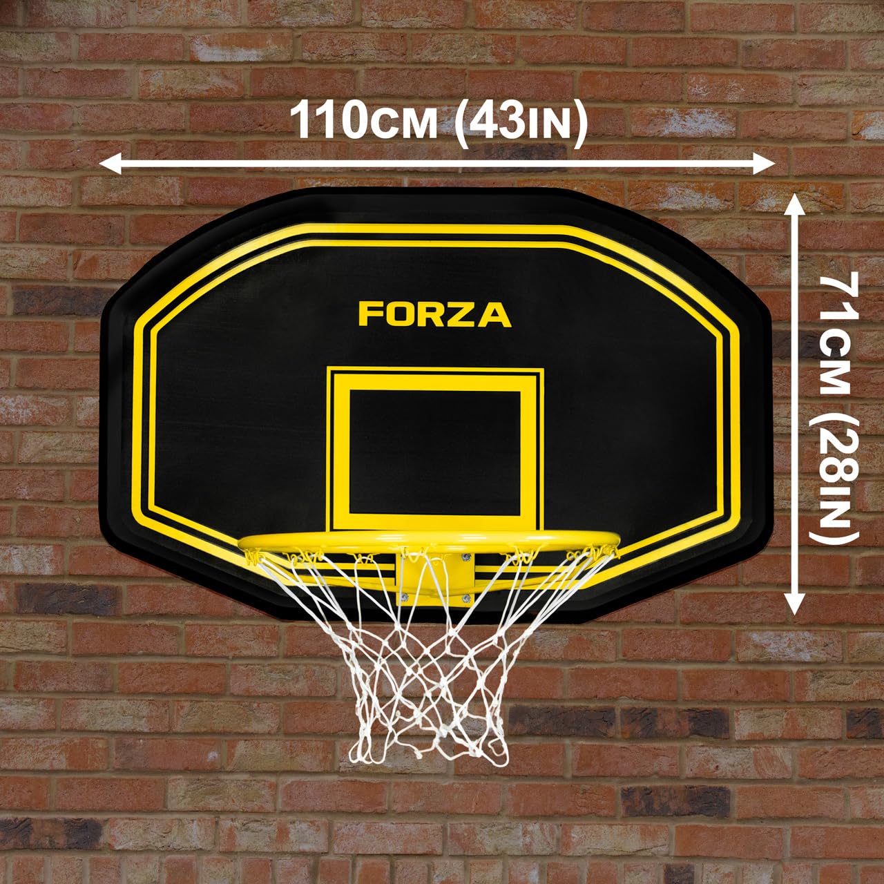 FORZA Tablica do koszykówki i obręcz | 2 x rozmiary - mini i standardowe | trening wewnątrz i na zewnątrz (standardowe (109 cm x 71 cm) - obręcz 45 cm)