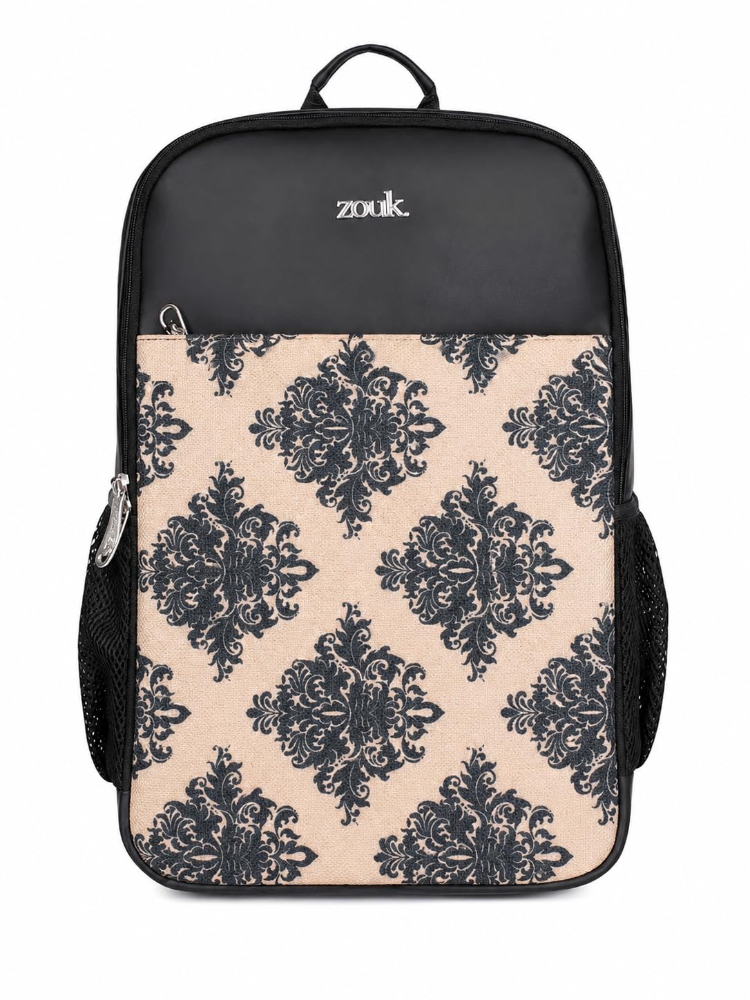 zouk Mughal Motif Printed Statement Backpack | Vegan Leather Multicolor Unisex Organized storage padded laptop and Tablet compartment,Padded adjustable shoulder straps-picture-42