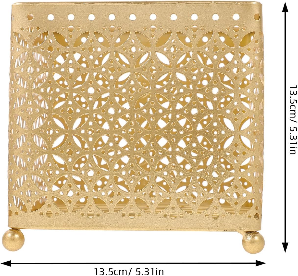OSALADI Metal Makeup Storage Basket for Desktop Organizing, Golden image 2