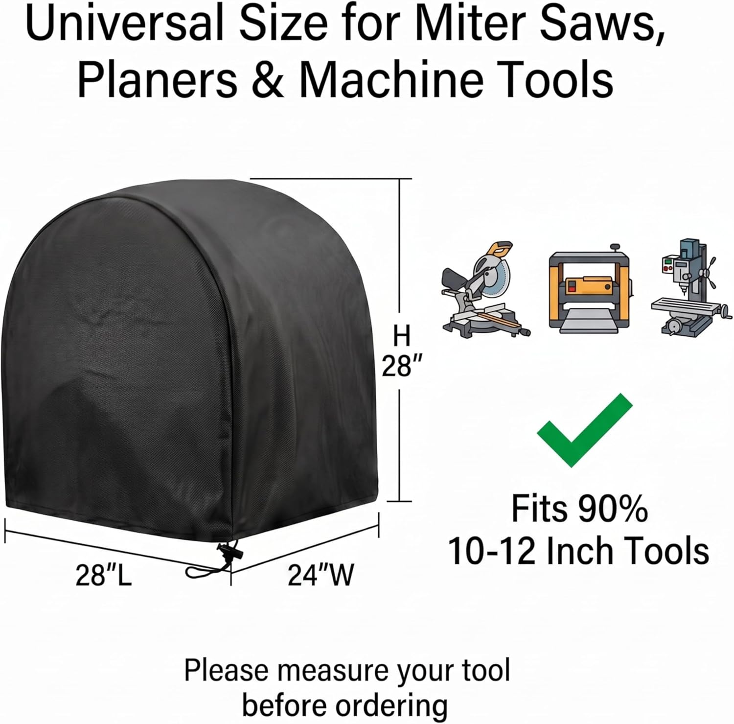 Power Miter Saws Cover,28L*24W*28H inch,High Density Waterproof Oxford cloth, suitable for most miter saws, planers, and machine tools, for indoor and outdoor use