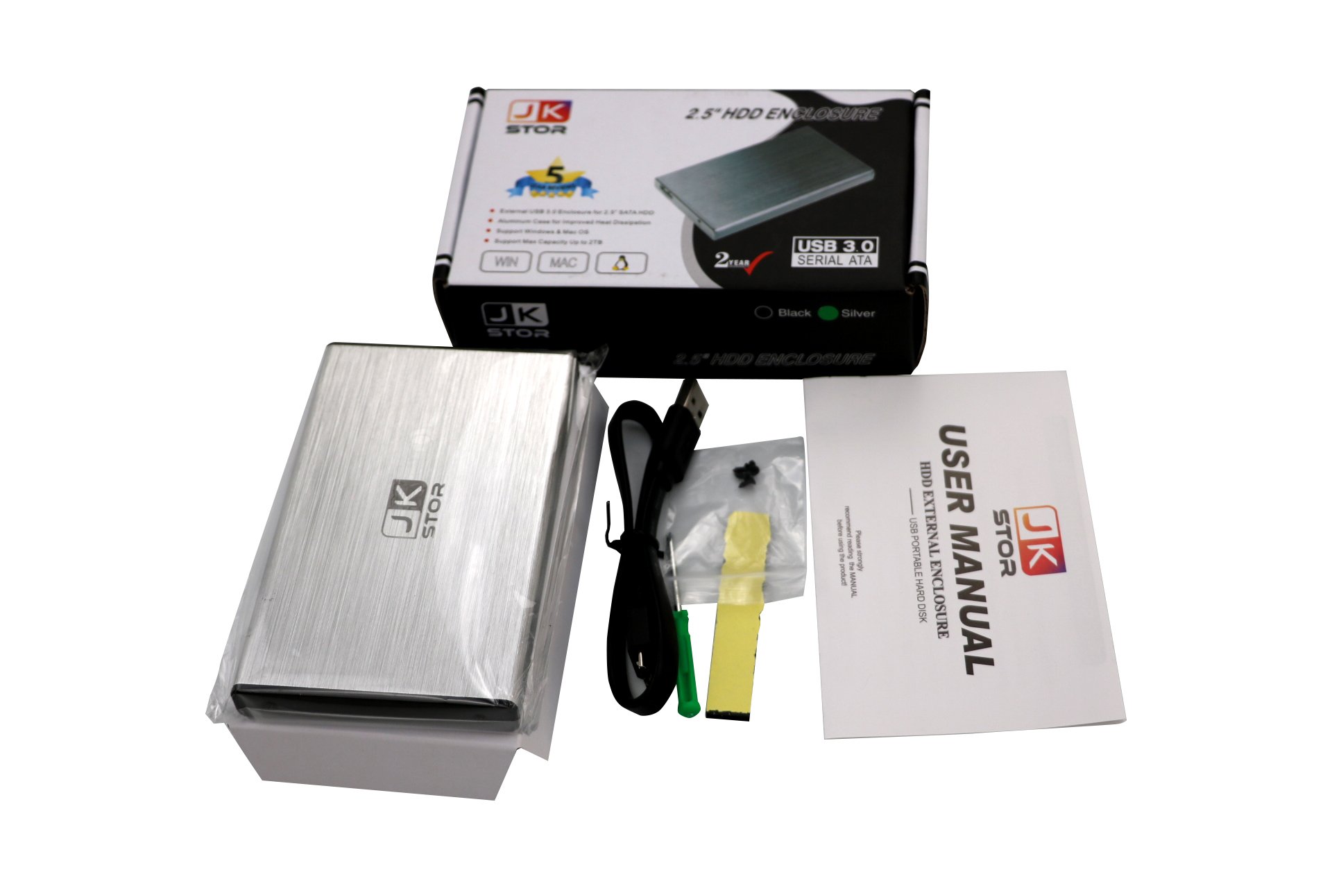 JKStor External USB 3 0 Portable Enclosure for 2 5 SATA External Hard Drive 2 Years Warranty -