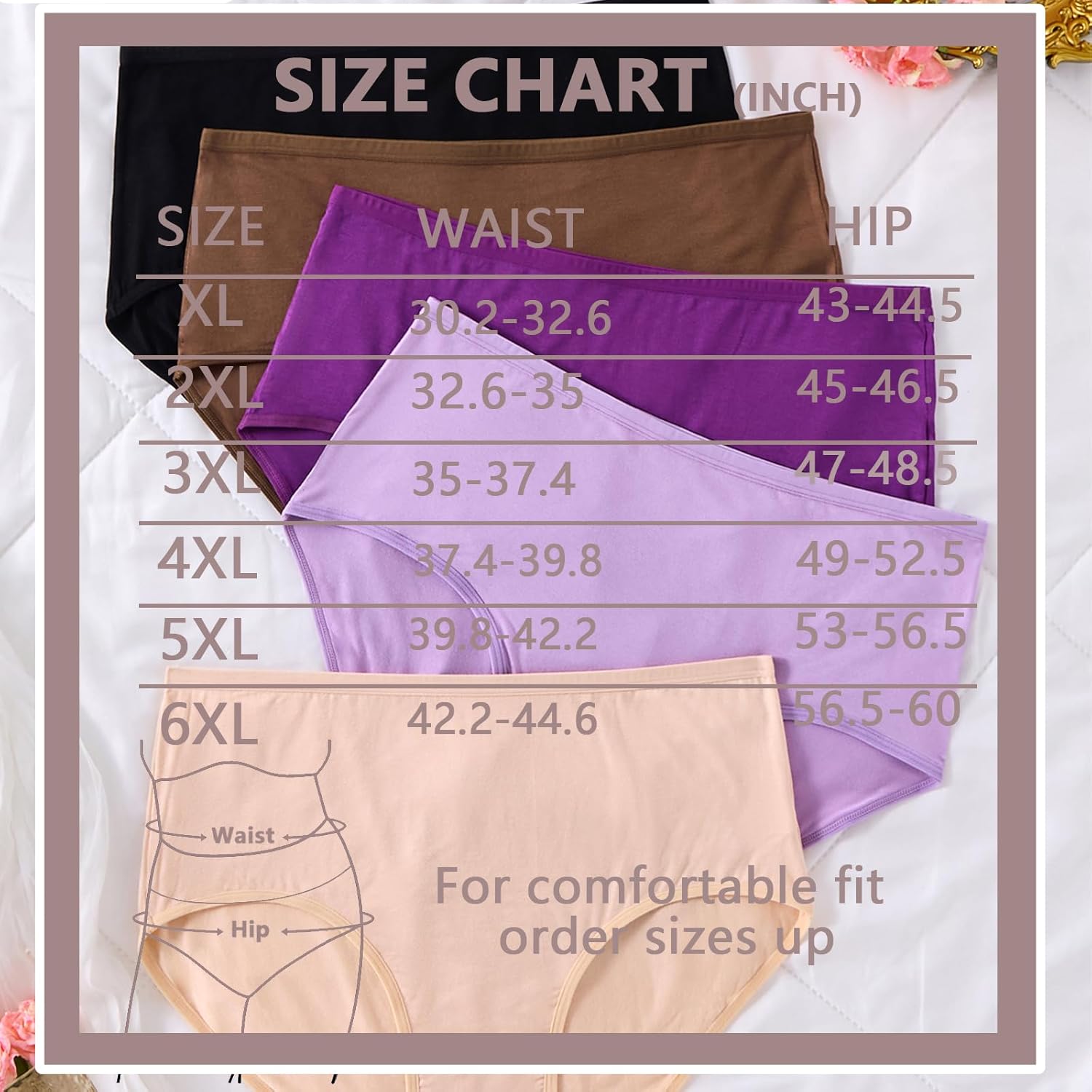 Womens Underwear Cotton Plus Size Briefs XL-5XL Mid High Waist Full Coverage Ladies Panties 5 Pack - Image 3