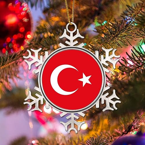 Miniatura 3 de Bandera de pavo, adorno de Navidad, recuerdo de país de pavo, decoraciones de Navidad para árbol, bandera nacional, adornos de copo de nieve de