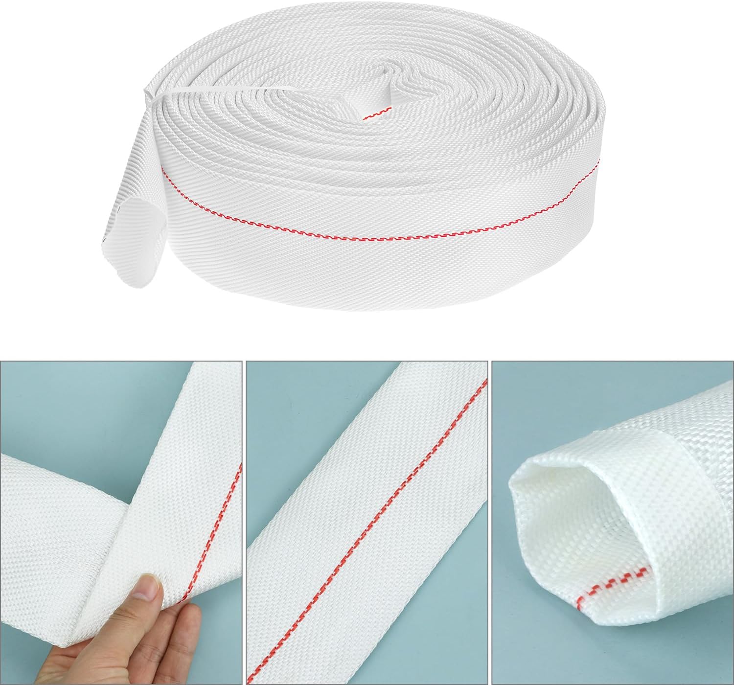 QWORK 2-Inch Inner Diameter Backwash Hose 100FT – Flexible Lay Flat Discharge for Pool, Garden & Pump Drainage, 2 Pack