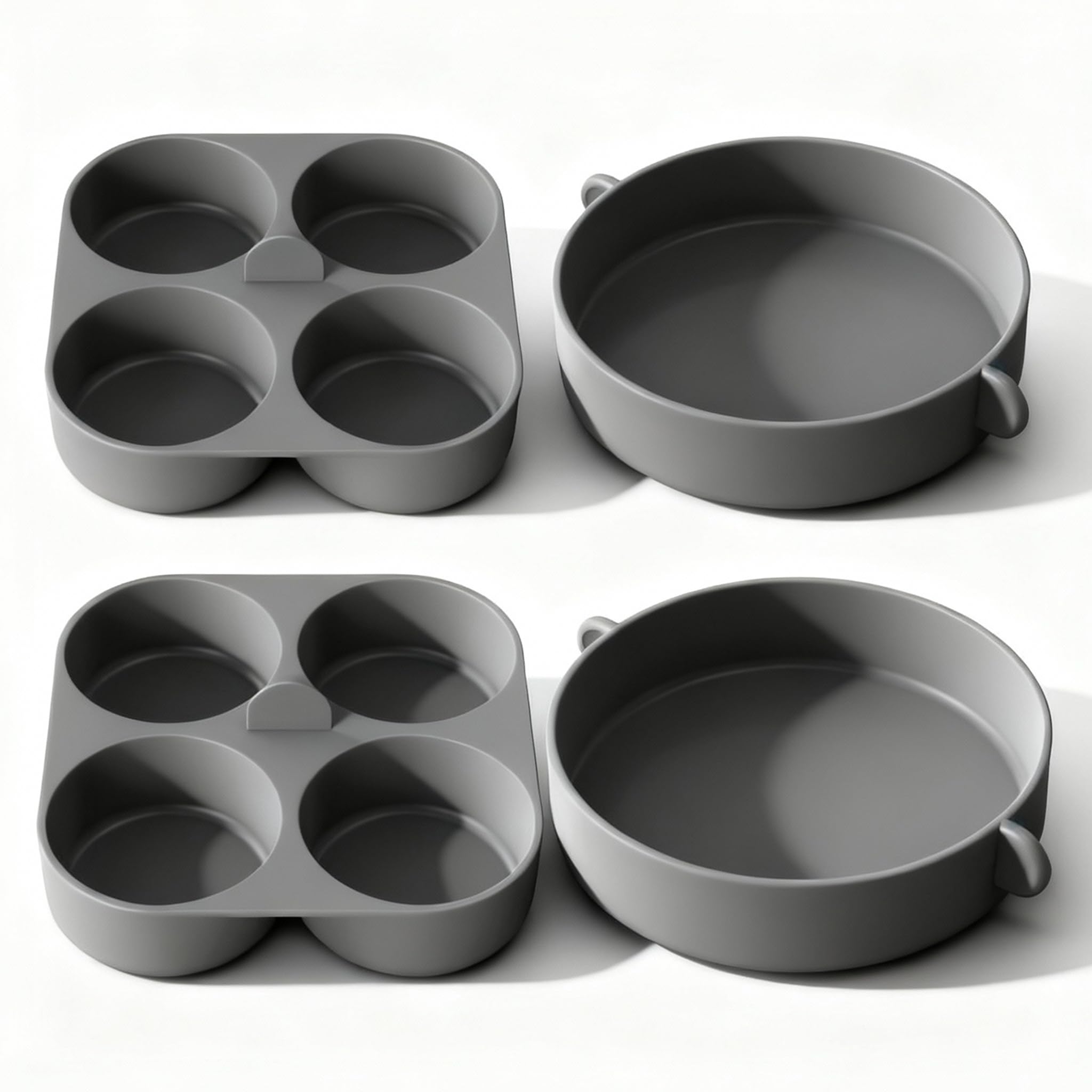 Silicone Egg Bite Molds for Instant Pot and Sous Vide Egg Bite Maker, 2 Pcs of 4 Inch Large Molds, 2 Pcs of 4-in-1 Mini Molds, Ideal for Breakfast Sandiwches, Healthy Snacks or Desserts