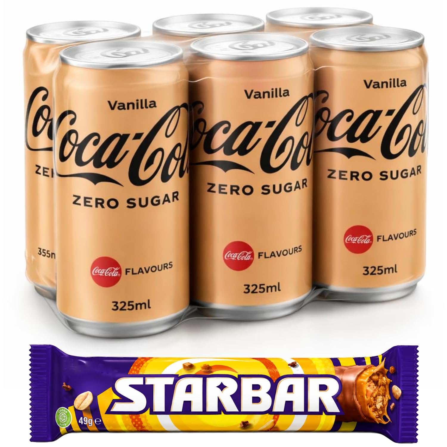 coca cola - vanilla zero sugar soft drink can (6 x 330ml) by cougar | refreshing cola beverage with smooth vanilla flavor | no sugar carbonated drink | crisp & chilled ready to drink soda – (imported - thai)