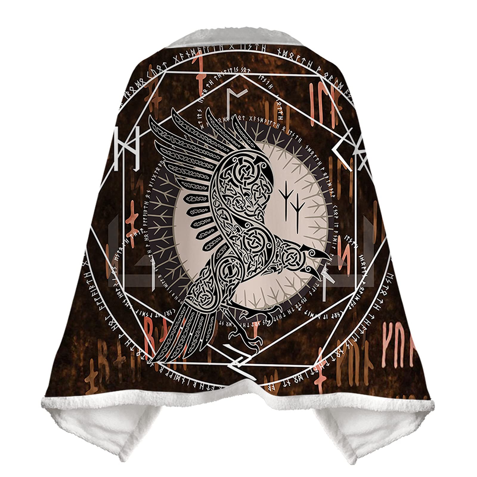 kewing Wearable Flannel Throw Blanket for Sofa Couch Soft Viking Print Versatile Blankets with Buttons Poncho Shawl Blankets for Adults Child