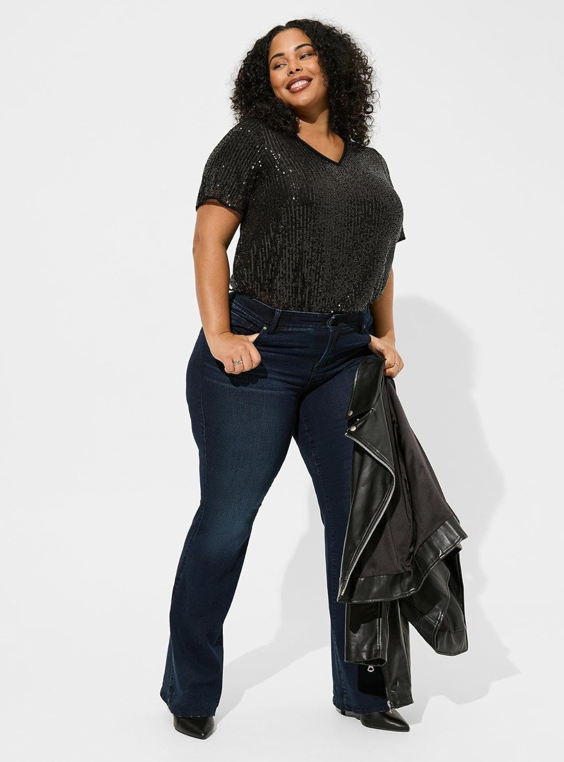 TIYOMI Plus Size Sequin Tops Short Sleeve Shirts for Women V-Neck Party Sparkly Tunics XL-5XL - Image 6