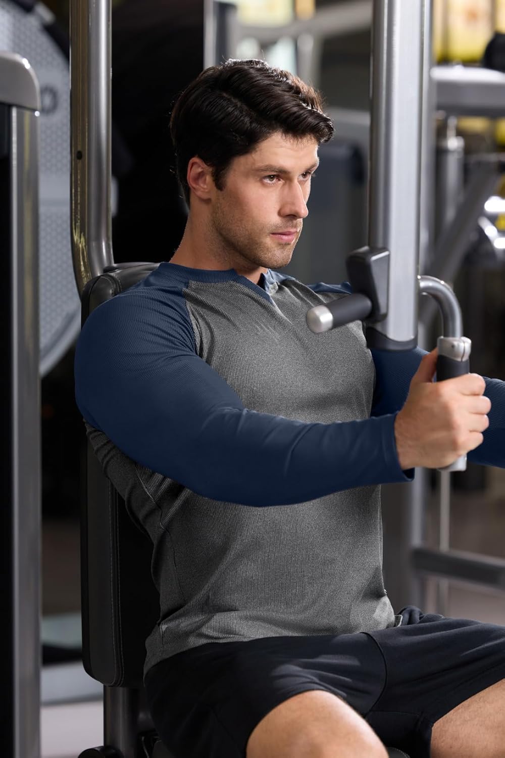 JMIERR Mens Long Sleeve Muscle T Shirts Casual V-Neck Longline Ribbed Tee Shirts - Image 3